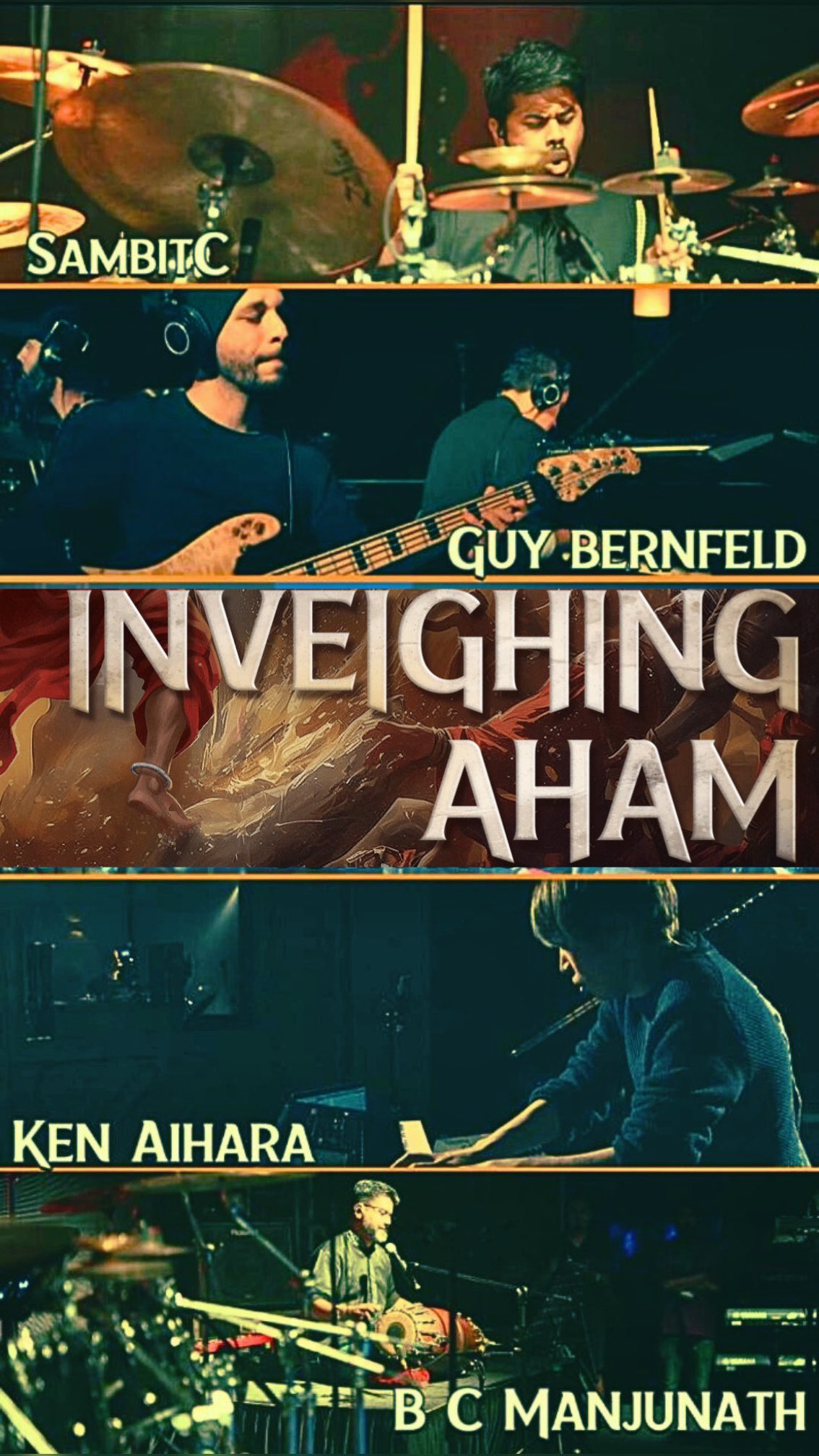 The amazing artists on the second song INVEIGHING AHAM from my album are
@sambitc on drums
@guybernfeldbass on bass
@ken_aihara on keys and synths
@bcmanju on Mridangam and Konokkol.
I am forever so grateful to them for adding their magical touch into my song ! Song releases on 10th November on all audio platforms !!
#new #album #fusionmusic #indian #progressive #jazz #worldmusic #promo #independent artist #musician #india