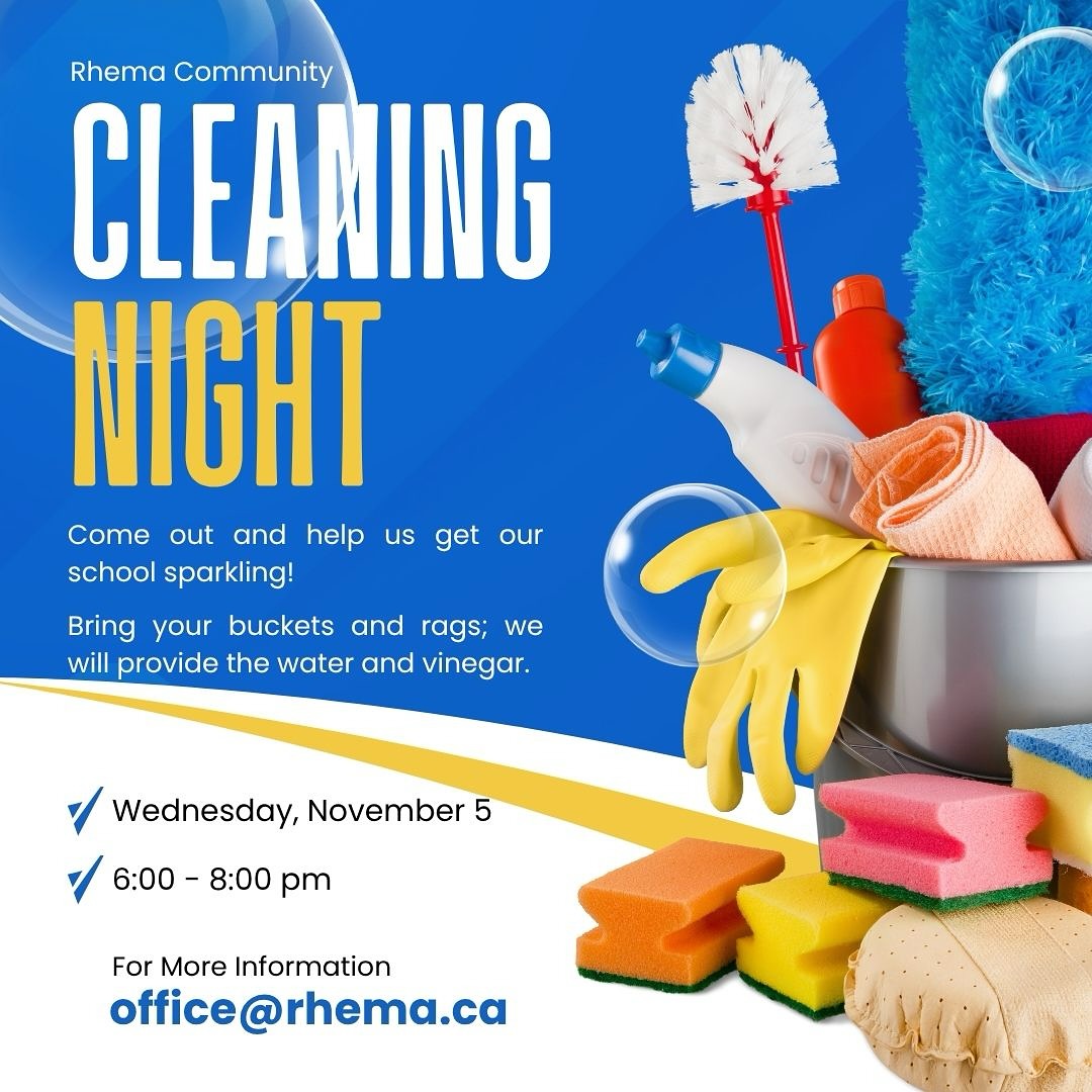 Tonight is the night! Come on out and help us get our school sparkling! Drop in between 6 -8 with your mops, buckets, rags and fave tunes. #cleaningnight #manyhandsmakelightwork #rhemachristianschool