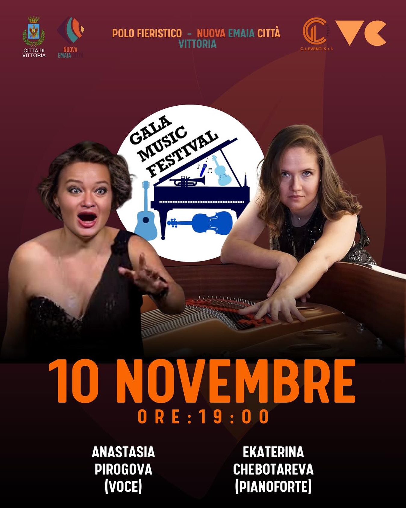 OGGI ALLE ORE 19:00! 💥
📍 Polo Fieristico – Nuova Emaia Città di Vittoria
Una serata di pura emozione con due artiste di eccezionale talento:
🎤 Anastasia Pirogova – voce
🎹 Ekaterina Chebotareva – pianoforte
Un incontro tra eleganza, passione e virtuosismo: le due musiciste porteranno sul palco alcune delle più belle pagine del repertorio vocale e pianistico, in un’atmosfera intima e suggestiva che celebra la grande musica.
🩵 Un evento firmato Gala Music Festival, in collaborazione con Città di Vittoria, Nuova Emaia e CL Eventi S.r.l.
🎟️ Ingresso libero fino ad esaurimento posti
Scopri di più su 👉 festivalgalamusic.com
#galamusicfestival #vittoria #musica #classicalmusic #concerto #sicilia #eventivittoria #musicalive #ekaterinachebotareva #anastasiapirogova #pianoforte #voce #arte #nuovaemaia #galamusic