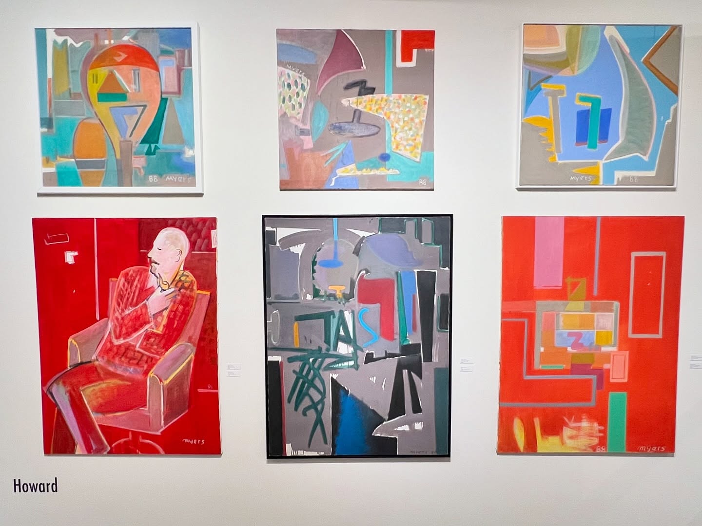 We’re celebrating our last wall, this one is featuring work by Malcolm H. Myers 1917-2002. Jason Howard is an art collector and art gallery owner based in Palm Springs, CA. Previously, he served as a volunteer and Board Member at SooVAC before moving to CA in 2018. “My love for art literally started at the Soo – when I bought one of my first pieces of art here at an MFA show. Recently, I acquired the Malcolm Myers Art Estate and am representing him and other great artists in my gallery (with a Midwestern focus). My partner, Oliver Girodat, and I are thrilled to participate in this year’s Collector Show and to showcase a few bright and fun Malcolm Myers Abstract acrylic paintings. Living with beautiful art that other people have created is just a joy and a privilege…it is also a privilege to be able to show some of our favorites while supporting SooVAC!” @rubineredgallery @jayho1970