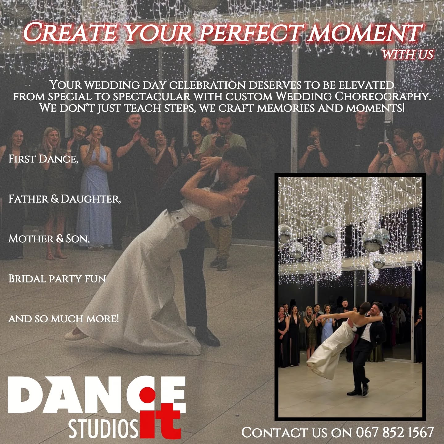 You've planned the dress, the venue, and the menu, now let us handle the memorable entertainment! Your wedding day deserves something as unique and unforgettable as your love story.👏
At DanceIt we don't just teach steps, we craft memories. We specialize in creating custom choreography for every significant dance.✨
The Secret Ingredient? We work with your song, your skill level, and your personalities to create a performance that feels natural, joyful, and truly yours.🙌
Contact us on 067 852 1567 and let's make your special day absolutely spectacular!🔥
#danceit #danceitstudios #dancestudio #dance #dancer #dancers #wedding #weddings #weddingdance #weddingdancelessons #weddingstyle #weddingideas #bridalparty #weddinginspo #weddingdances #weddingclass #weddingdances #weddingdancing