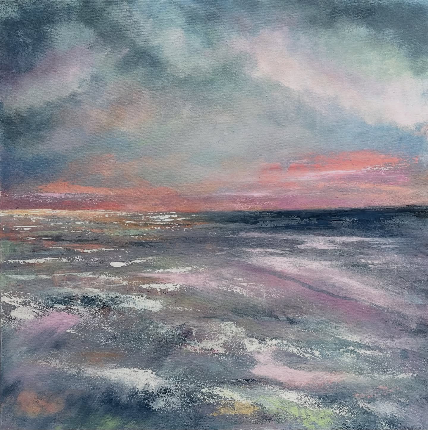 🔴 SOLD “Breaking Horizon” to a lovely lady that loves pink! 😊 #artistsoninstagram #exmouth #affordableart #artforthehome
