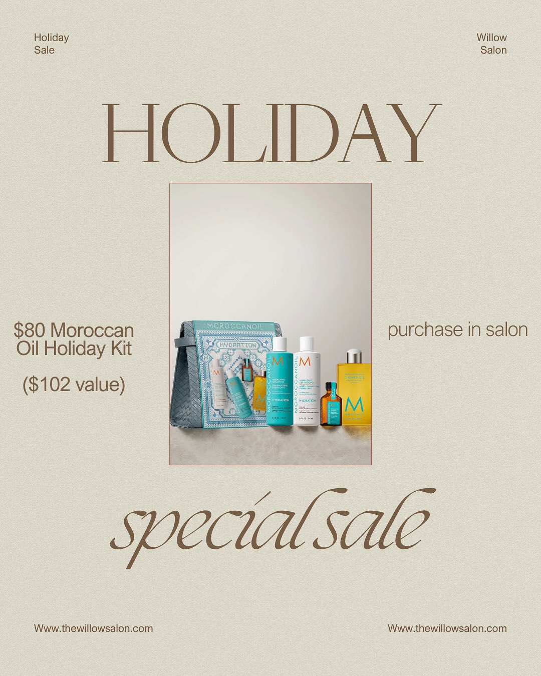 ✨HOLIDAY HAIR SALE✨
Treat yourself or someone on your list to healthy, shiny, gorgeous hair this season! 🎁
💆♀️ Moroccanoil Holiday Kit — $80
Infused with argan oil for deep hydration + frizz control. Smooth, soft, shiny hair all winter long.
🌿 Pureology Holiday Kit — $74
Color-safe + vegan duo that protects your color and strengthens your hair. Perfect for blondes & color lovers!
Limited quantities — once they’re gone, they’re gone.
Message to reserve a kit or pick up at your next appointment! ❄️✨
#HolidayHair #SalonRetailSale #HairCareGifts #Moroccanoil #Pureology #ShopSmallSalon #GiftIdeas2025