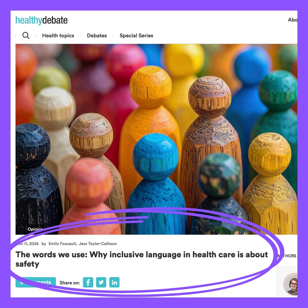 ✨ New article out today! @jesstaywriter and I just co-wrote a piece for @healthy_debate on the power of inclusive language in health care — and how the words we choose can either build trust or quietly reinforce harm.
✍🏻 We wrote this as part of our work on @camhnews upcoming Clear and Inclusive Writing Guidelines, set to be released in early 2026. In the article, we share why inclusive language can’t be written behind closed doors — and how co-creating this guide with more than 50 people, including patients, caregivers, clinicians, and community members, made the guide stronger, deeper, and more human.
This week, we’ll be sharing our learnings at the Where’s the Patient Voice? global conference in Vancouver — exploring what it looks like to move health systems from clinical to compassionate, and from “accurate” to meaningful.
💬 Are you heading to #WTPV2025? Let me know — I’d love to connect in person, share stories, and keep this conversation going.
🔗 You can read the article through the link in my bio. 👉 https://lnkd.in/gbdu5u7a
#InclusiveLanguage #PatientVoice #WTPV2025 #CAMH #HealthEquity #LivedExperienceMatters #CoDesign #StorytellingInHealthcare #ClearCommunication #pwle