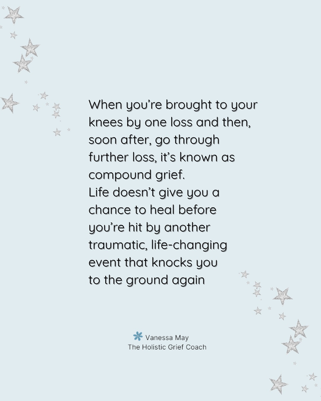 Grief for some of us is inevitably complicated, intense and prolonged. This is especially true when we experience multiple losses and compound grief. Some grief affects every aspect of us - impacting our physical and mental health, our relationships and our self worth. If this is true for you, I hope my new book might help. It’s not just my personal story but a realistic and compassionate guide for surviving devastating loss.
Links to Amazon in bio. Also available from @thecompassionatefriendsuk
‘When Grief Takes Everything: A Survival Guide to Devastating Loss’ by Vanessa May
Please save, like or share with anyone who might find this helpful 🩶
.
#compoundgrief #multiplelosses #survivinggrief #whengrieftakeseverything #bereavedmum #bereavedparent #widow #lossofalovedone #griefbook #griefsupport #griefawareness #griefshare #griefbooks