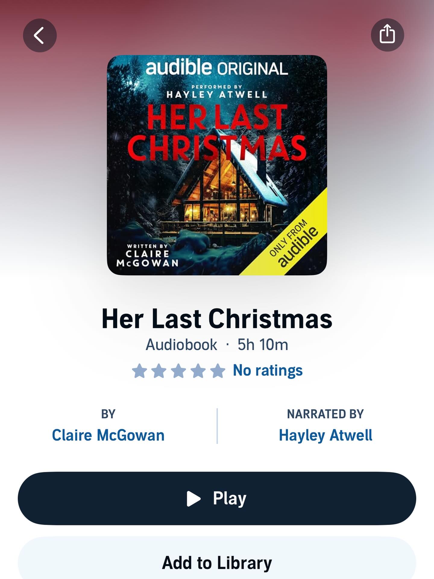 This is out TODAY - my Christmassy audiobook narrated by @wellhayley of all people. It will be available in print next year but for now it’s exclusively on Audible. Inspired by my very real fear of skiing, group holidays, and being out of internet service. The horror! #crime #audiobook #thriller