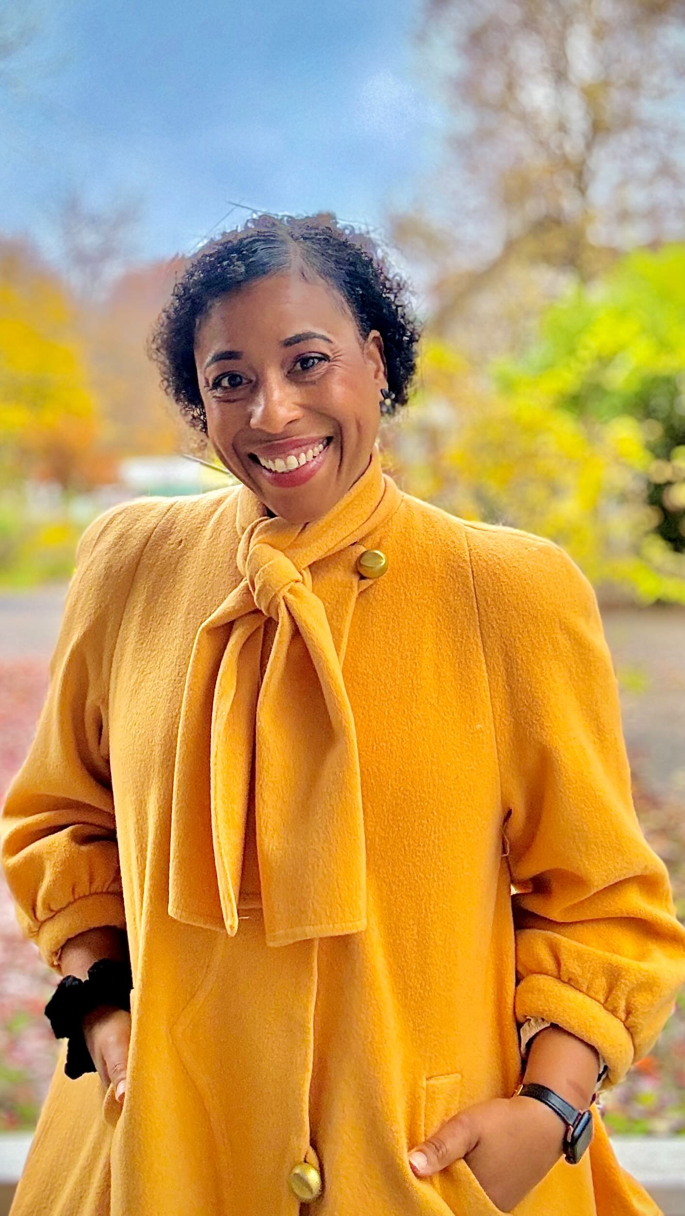 This day is garbage outside so I’ll be staying inside. Since I had to leave the house to go to church, I figured it would be a great time to bring a little sunshine. Otherwise I’m forcing it with this much yellow. I love this coat though and it’s so freaking warm. It also still vibes well with the remaining colors on the trees that are standing on business this fall. Idk what else to say about these other trees other than to curse them like Jesus did the fig tree that wasn’t producing because do your job!