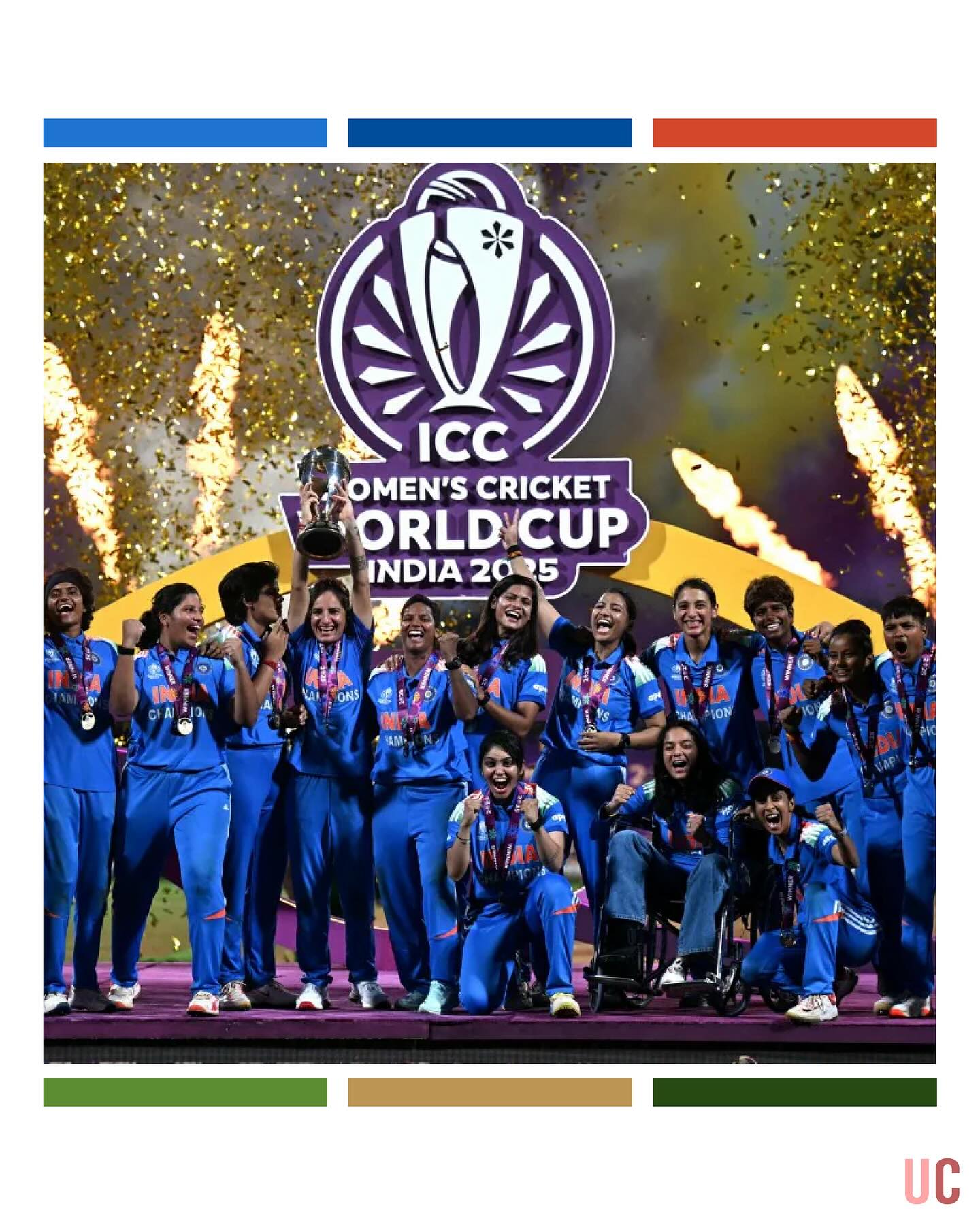 When Blue became the colour of HISTORY 🇮🇳✨
Energy. Emotion. Empowerment.
India 2025 the year that painted the world in shades of victory and pride.
A visual story told through colour, composition, and celebration.
#IndiaBlue #ColourAndAestheticism #DesignInSports #WomenInFocus #UrjaChhedaOfficial