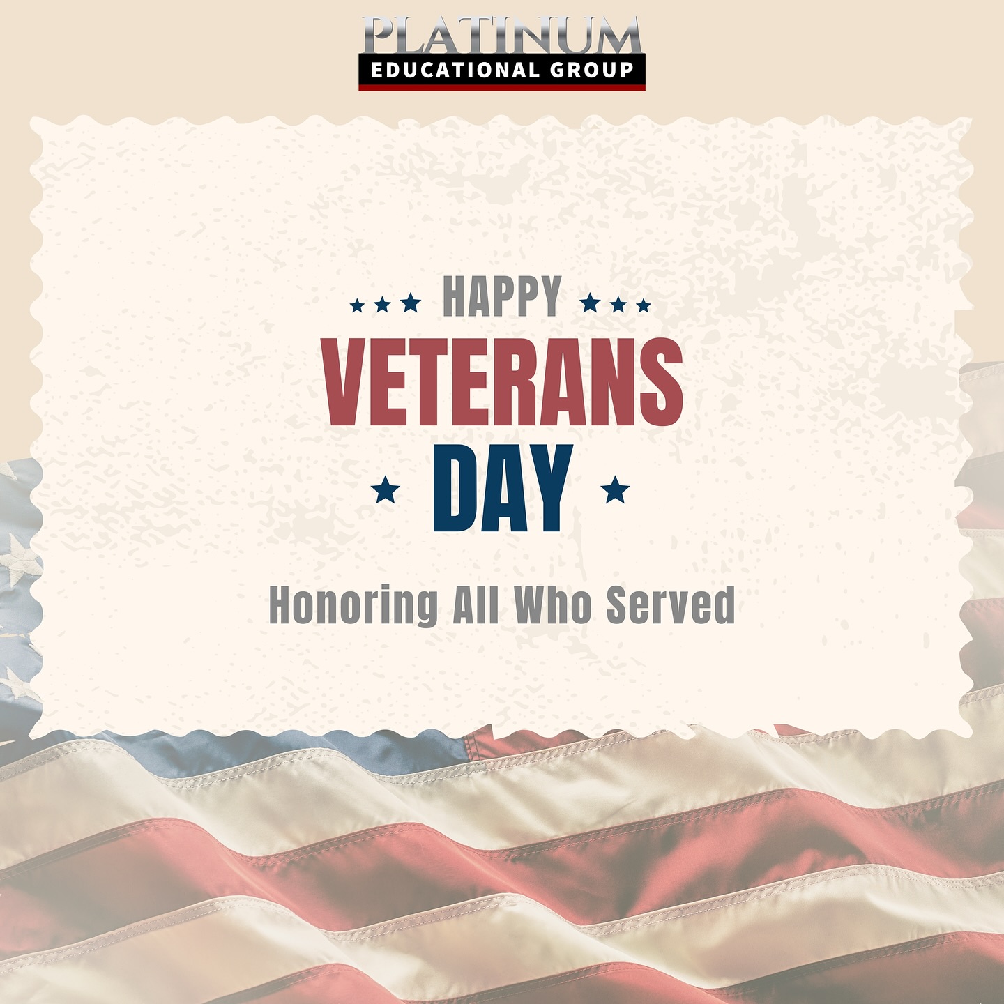 đşđ¸ Today, we honor our Veterans. Your courage, sacrifice, and dedication remind us what true service looks like.
At Platinum, weâre deeply grateful for those whoâve served and continue to inspire us through their commitment to helping others.
Thank you for all youâve given â we honor you today and every day.
#VeteransDay #ThankYouVeterans #HonoringOurHeroes