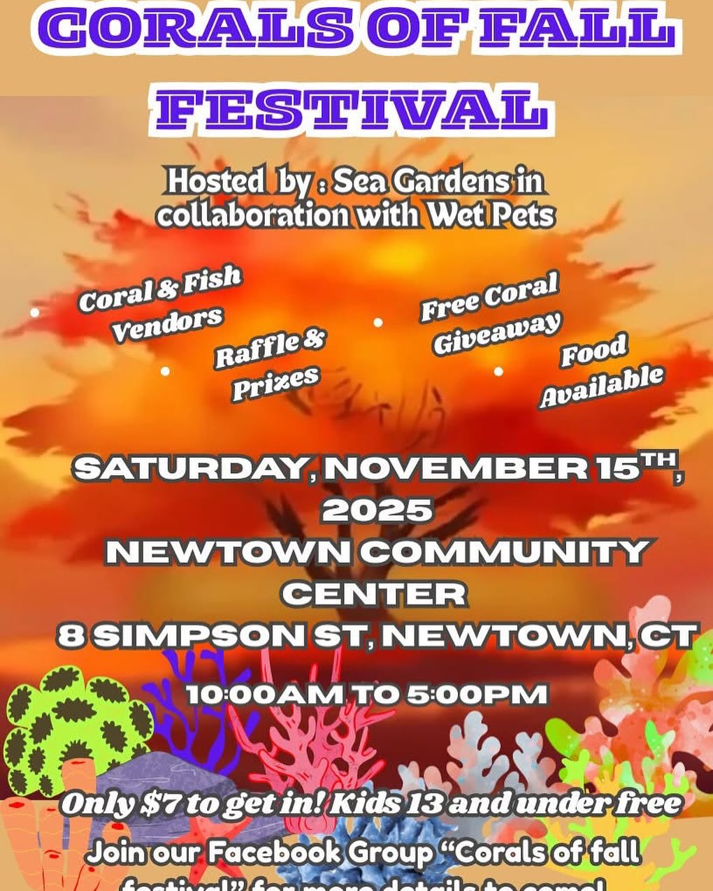 Come visit us in Newtown this Saturday and check out the Corals of Fall Festival 🪸🐠🌮🥤
📍8 Simpson Street, Newtown, CT
(Newtown Community Center)
⏰ 10-5pm
