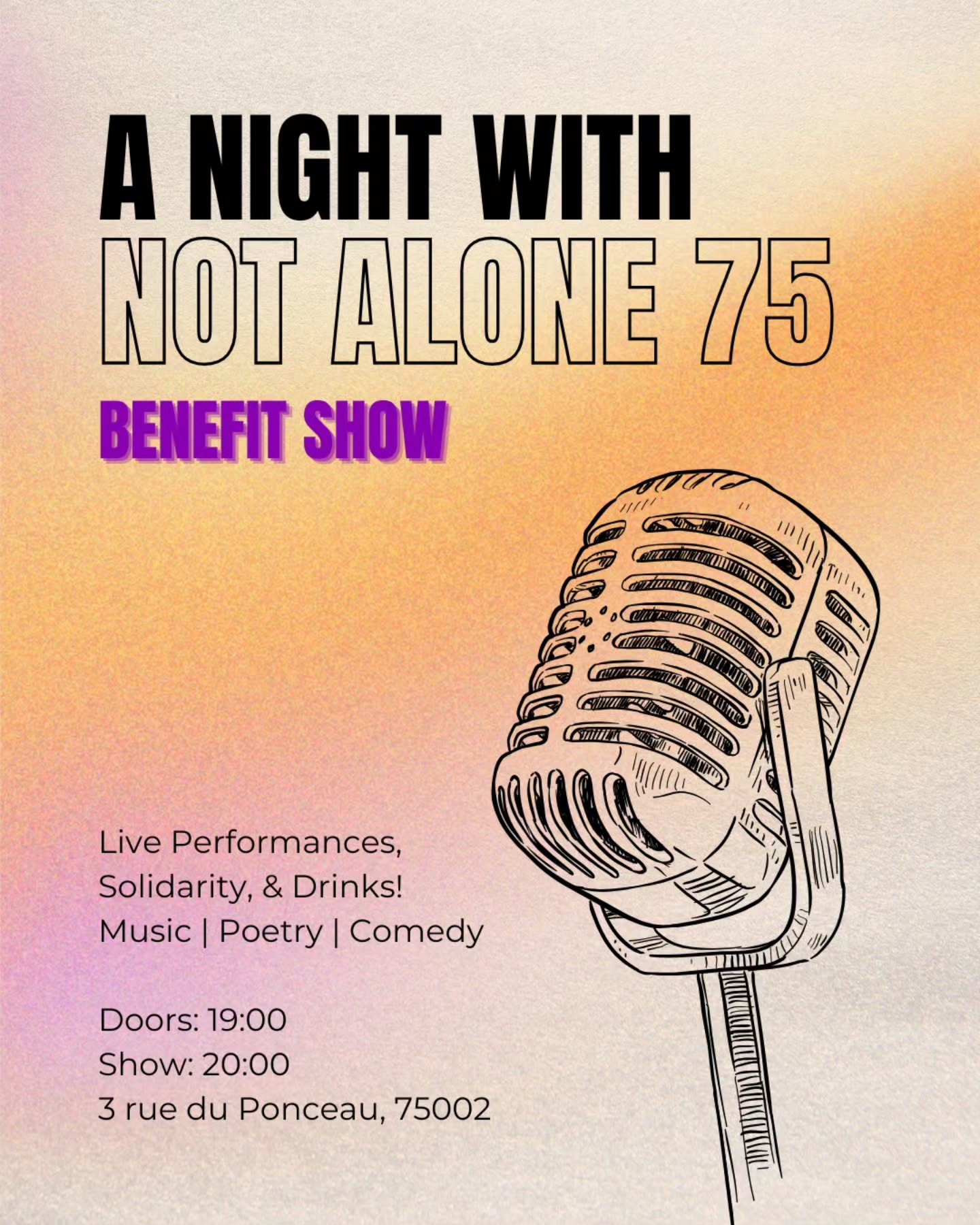 THURSDAY 20TH! We're thrilled to invite you! Let's unite for a night of music, positivity, and solidarity with incredible artists! Grab your tickets from the link in our bio.