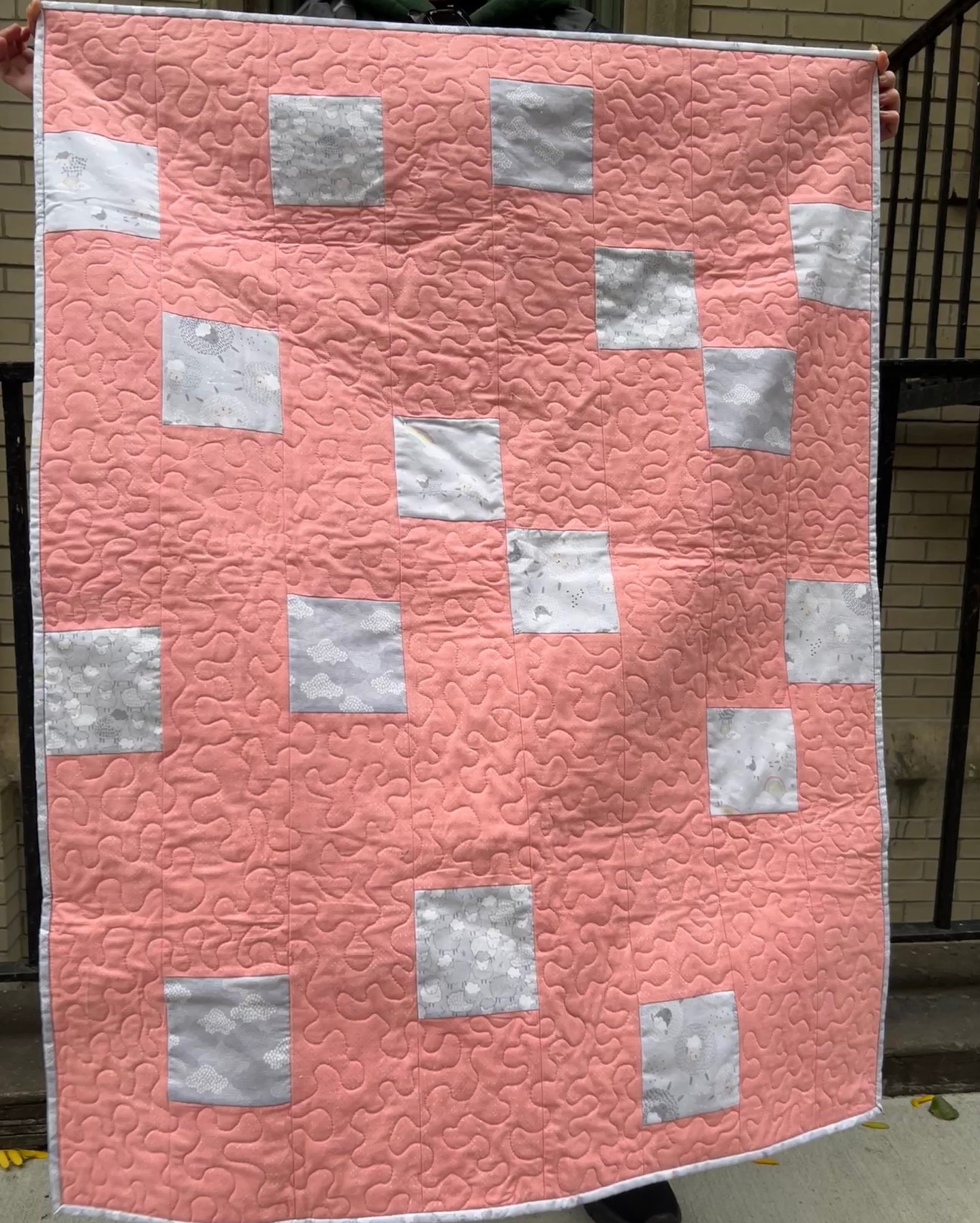 Finished Quilt versus Quilt-in-progress! This snuggly quilt is ready for the winter babies!
#babygift #babyquilt #newmom #nycmom #lambquilt #countingsheep #newborn #newborngift