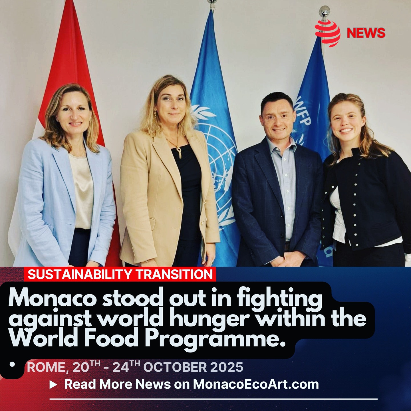 ✒🇲🇨 MONACŒCOART®
🌾🍞🌐 SUSTAINABILITY TRANSITION
🇬🇧🇺🇸 Monaco stood out in fighting against world hunger within the World Food Programme.
🇫🇷 Monaco s’est démarquée dans la lutte contre la faim dans le monde au sein du programme alimentaire mondial.
🇮🇹 Monaco si è distinto nella lotta contro la fame nel mondo nell'ambito del Programma Alimentare Mondiale.
🇪🇸 Mónaco destacó en la lucha contra el hambre en el mundo dentro del Programa Mundial de Alimentos.
Read the full text of the article at: www.monacoecoart.com
#action #biodiversity #conservation #ecosystem #climate #nature #preservation #governance #species #community #design #food #ethics #quality #distribution #hunger #civilsociety 📸 @gvt_monaco Direction de la Communication @fao
