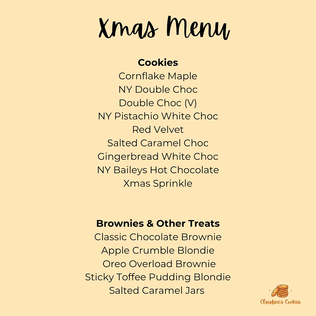 First look at the Xmas Menu!
Website will be live from Thursday, however if you would like a custom order outside of the options/dates shown, please send me a DM!