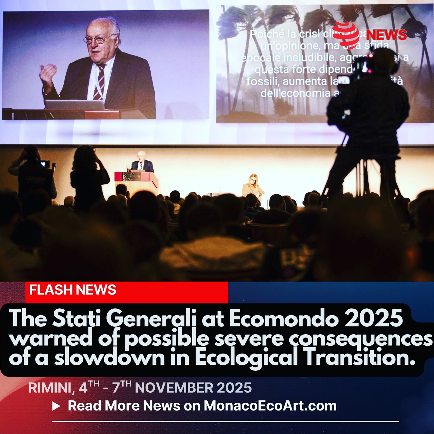 @mo.eco_art MonacoEcoArt.com #flash #news #engagement #ecologic #transition #statigenerali @ecomondo_it 🌐♻️🇮🇹 The 14th edition of the Stati Generali della Green Economy (States General of the Green Economy) closed on the 5th November 2025 Offered the audience a privileged #stage where to analyse the #global #scenarios involving Europe, United States and China: the risks of environmental reversal, fuelled by US policies and the #slowdown of some European #governments to fully implement the #green transition, is real and needs to be prevented 🗣️🛜 Edo Ronchi, President of the Fondazione per lo Sviluppo Sostenibile (Foundation for the Sustainable Development) and former Italian Minister of the Environment, pointed out that the growing participation of the #business world in the Stati Generali is a strong #signal that gives #hope for the future of the Sustainable Transition despite the financial crises and conflicts which affect many areas of #planetearth 🔸🔹However, the European Union while confirming the willingness to achieve the #target of 90% reduction in #greenhouse gases by 2040, announced a more flexible #change of #approach than the climate action commitments already made, making it possible to account up to 5% of purchases for non-EU #carbon #credits within the emissions balance sheet and provide for up to a 5% reduction in national climate commitments (Nationally Determined Contributions) 🌀⚠️Consequently, the audience was warned about the severe consequences which can arise from this braking, risking having to pay higher #costs to restore natural assets 🏗️✅ The Stati Generali were included within the Ecomondo Fair, held at Fiera di Rimini, from the 4th to the 7th November 2025: the most relevant event devoted to Green, Blue and Circular Economy, registered a growing attendance up to + 7% (+10% of foreign participation) 🗣️🧩 @gilbertopichetto, Minister of the Environment, highlighted the importance of #recycling, a symbol of #innovation and #sustainability in which Italy excels 📸 © Ecomondo - Layout and contents: © MonacoEcoArt