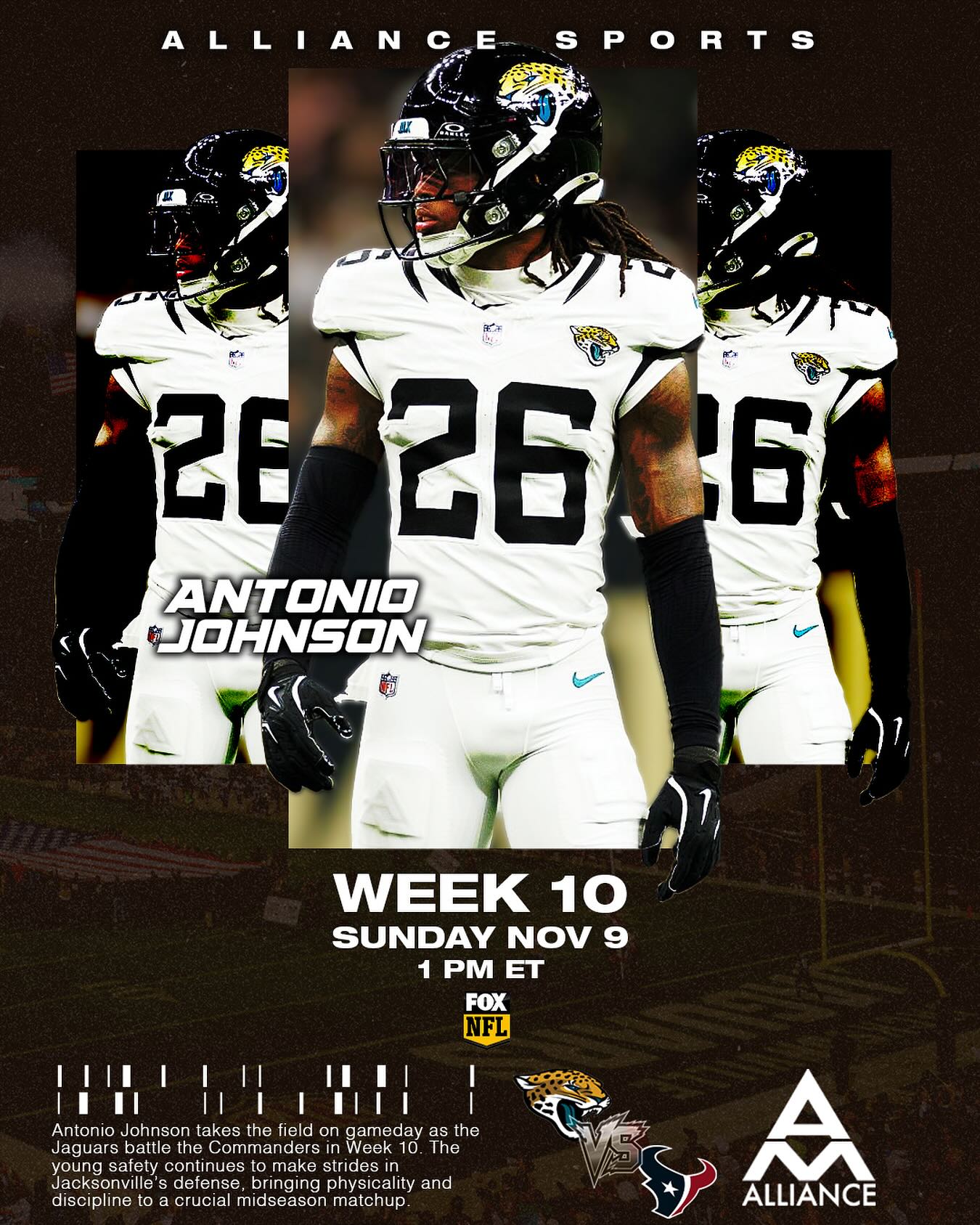 @iamaj2x locked in for a divisional battle as the Jaguars face the Texans in Week 10 🐆