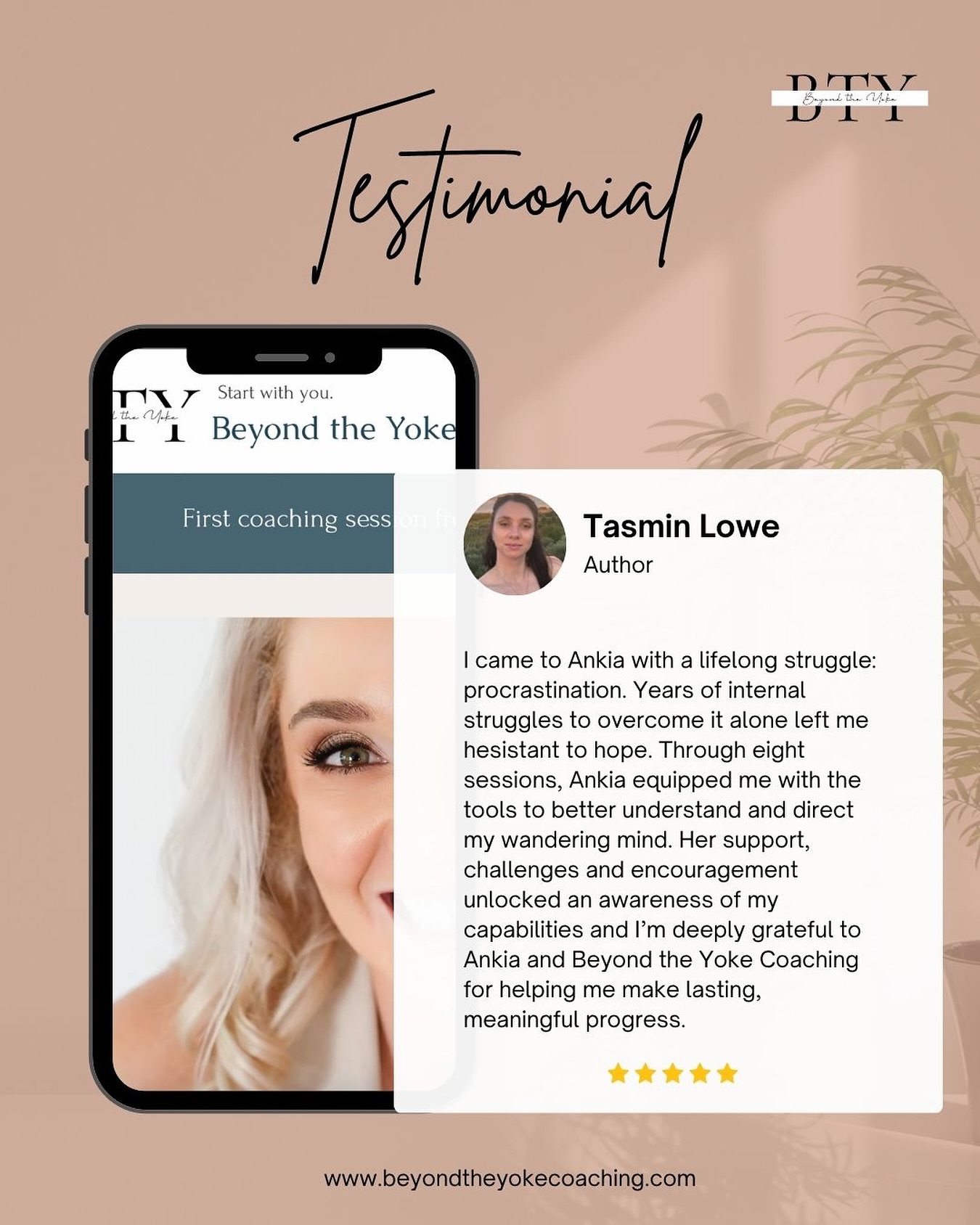Forever grateful for the beautiful souls I get to journey with 🌿 Thank you for trusting Beyond the Yoke with your growth story. 💛 #LifeCoaching #BeyondTheYoke #procrastination #livingfree