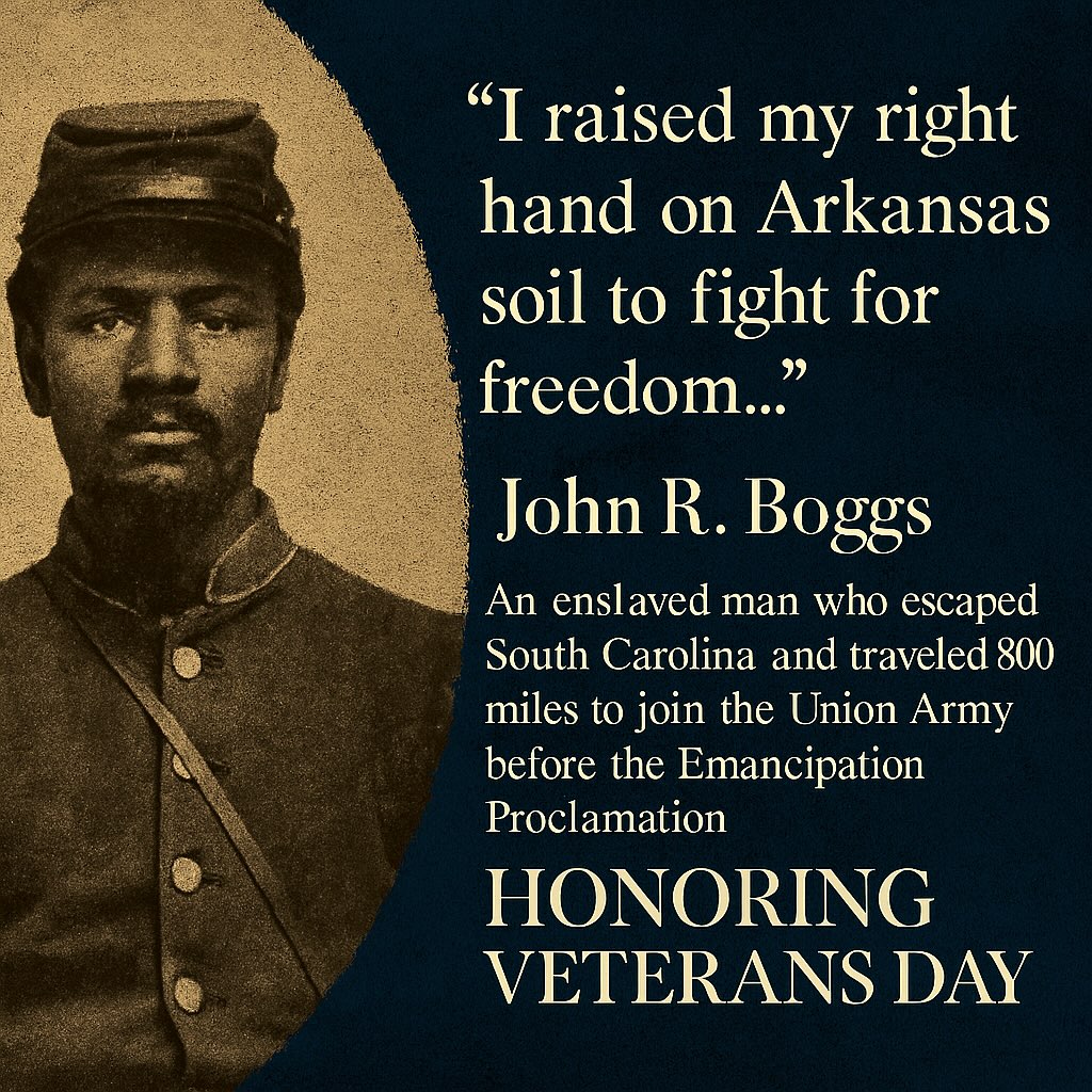 Today I honor a man whose courage echoes through my bloodline—John Boggs, my ancestor, born enslaved and determined to be free.
He escaped bondage in the Deep South and traveled hundreds of miles across hostile territory to enlist in the Union Army in Arkansas, risking his life for a country that had yet to recognize his humanity. He didn’t wait for permission. He raised his right hand and chose freedom—before the Emancipation Proclamation, before the 13th Amendment, before the world was ready.
I raised my right hand too.
Not on a battlefield—but in a courtroom and at the City of Little Rock. As an Arkansas lawyer, I raised my hand to uphold the Constitution, protect the vulnerable, and carry forward the legacy of those who fought before they were even recognized as citizens.
His oath and mine are bound by purpose and DNA: freedom, dignity, and justice.
This Veterans Day, I honor him—and every ancestor who chose courage over comfort. The Kinship Bridge stands because they did.🇺🇸
#VeteransDay #LegacyOfCourage #KinshipBridge #JohnBoggs #ArkansasLawyer #KnowYourRights #GenerationalJustice #BlackVeteransMatter
📷: courtesy of Microsoft Co-Pilot
