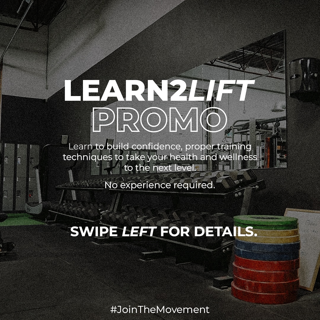LEARN2LIFT PACKAGE đŞ
PURCHASE a 3-Month Membership Paid in Full ($200.00), and RECEIVE 3 Complementary Training Sessions on us!
Learn to lift properly, and confidently, so we can help you achieve your goals. Your journey starts here.
#JoinTheMovement