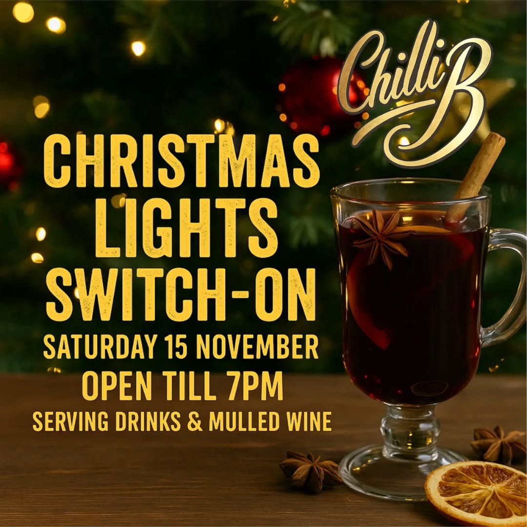 ✨ It’s beginning to look a lot like Christmas in Hitchin! 🎄
Join us this Saturday, 15 November for the Christmas Lights Switch-On and soak up the festive magic right here at Chilli B Hitchin 💛
We’ll be open till 7 pm, serving food, drinks & mulled wine 🍷 — the perfect warm-up while you watch the lights sparkle across town!
Bring your friends, family (and pups 🐾 — we’re dog-friendly!) for a cosy evening of good vibes, festive flavours, and community cheer 🌟
📍 32 Bucklersbury, Hitchin SG5 1BG
📲 @chillibs
📞 01462 455 398
⏰ Open till 7 pm this Saturday only!
#ChilliBHitchin #HitchinChristmas #ChristmasLightsSwitchOn #MulledWine #FestiveVibes #HitchinEvents #HitchinCafe #SupportLocalHitchin #CafeVibes #HitchinEats #HertfordshireEats #ChristmasInHitchin #HotDrinksSeason #LocalCafeUK #HolidaySeason #HitchinLife #BrunchInHitchin #EatLocalUK #WeekendInHitchin #GoodTimesAtChilliB