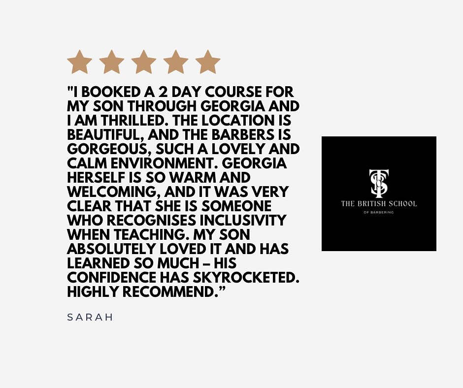 There’s nothing better than seeing students grow in confidence and skill.
Thank you for your kind words and for trusting us with your son’s training - it’s a privilege to help shape the next generation of barbers.
📍 The British School of Beauty & Barbering
💻 www.britishschoolofbeautyandbarbering.com
📧 info@britishschoolofbeautyandbarbering.com
#BritishSchoolOfBeautyAndBarbering #BarberTraining #BarberingEducation #LearnBarbering #StudentSuccess #BarberJourney #ConfidenceThroughEducation