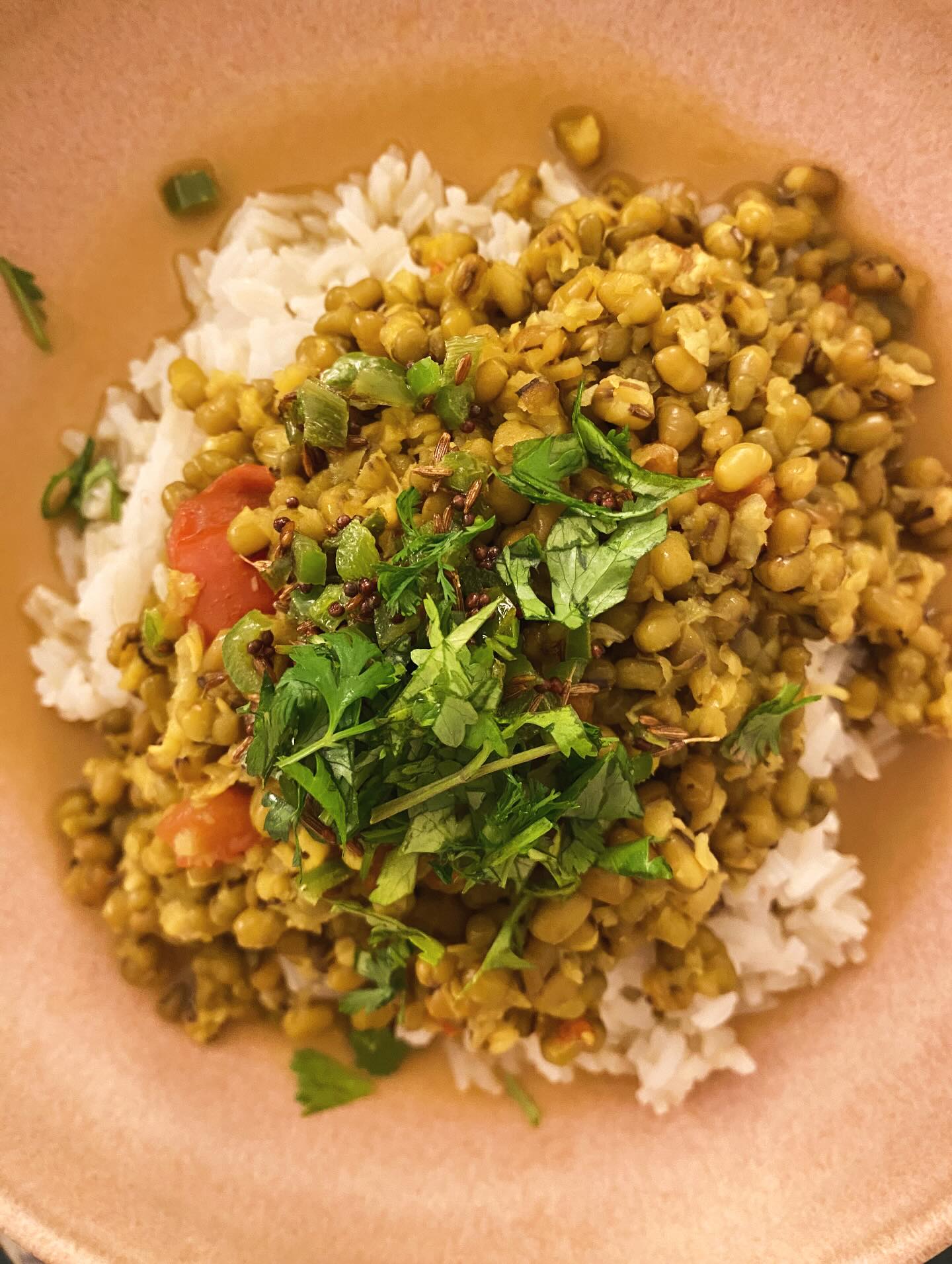 Dahl de Maham
Je sors d’une période cuisine asiatique. Je ne sais pas pourquoi mais j’avais envie de cette cuisine, de ces saveurs qui s’étirent d’un pays à un autre sur ce continent leon de charme et de couleurs.
Voici un dahl qui change un peu car il est réalisé avec des haricots mungo qui sont riches en fibres et en vitamine C. Une belle recette pakistanaise 🇵🇰
Pour 4 personnes :
300 g de haricots mungo
250 g de tomates grappes concassées
3 grosses gousses d’ail écrasées
2,5 cm de gingembre frais pelé et râpé
1/2 cuil. à café de curcuma en poudre
1 cuil. à café de flocons de piment rouge
3 cuil. à soupe d’huile de colza
10 feuilles de curry fraîches
1 1/2 cuil. à café de sel
1/2 cuil. à café de graines de moutarde noire
1/2 cuil. à café de graines de cumin
1 piment vert thaï, très finement haché
1 poignée de coriandre fraîche, ciselée
Mettez les haricots mungo, les tomates, l’ail écrasé, le gingembre râpé, le curcuma et les flocons de piment dans une grande casserole munie d’un couvercle, avec 1 cuil. à soupe d’huile, 4 feuilles de curry et 1 1/4 l. d’eau. Faites chauffer sur feu moyen et à couvert, portez à ébullition, puis réduisez le feu et laissez frémir. Faites cuire 30 à 40 min en remuant de temps en temps, jusqu’à ce que le mélange soit tendre et assez épais, puis incorporez le sel.
Préparez ce qu’on appelle le « tarka », en faisant d’abord chauffer 2 cuil. à soupe d’huile dans une petite poêle sur feu moyen. Lorsque l’huile est très chaude, ajoutez les graines de moutarde et de cumin, le piment haché et les 6 feuilles de curry restantes. Lorsque les feuilles commencent à crépiter et les graines à craquer (cela devrait prendre 1 min), retirez le tarka du feu et versez-le dans la casserole contenant le dahl. Mélangez bien le tout, parsemez de coriandre et servez avec du riz basmati.
Recette tirée du livre Asie Veggie @meerasodha
#healthyfood#organicfood#instafood#instagood#instagoodfood#foodstagram#eeeeeats#feedfeed#veggie#veggiefood#foodies#homemadefood#eat#eatgood#mangersain#food#foodshare#recettemaison#onmytable#storyofmytable#cook#cooking#vegan#veganfood#veganrecipe #foodies#nutritionniste#dahl#cuisinepaskistanaise#pakistanesefood#recette