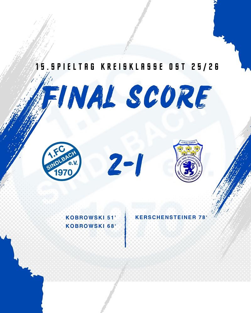 Derbysieg Daheim gegen SG Stöckelsberg/Oberölsbach
⚽️51' Kobrowski
⚽️68' Kobrowski
#vamos