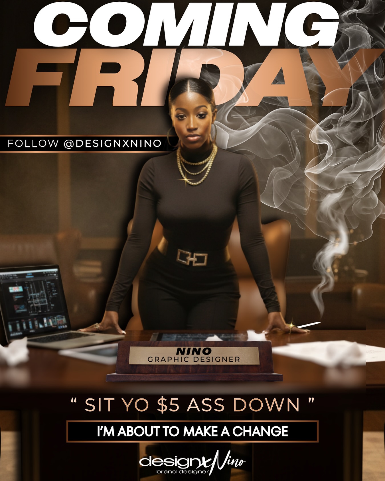 I’m about to make a drop. 📦
Make sure you don’t miss this one.
Tag your favorite 2 entrepreneurs in the comments right now!!
What’s coming? It’s bold, addictive, and stamped with that DesignXNino quality.
Stay tuned… the drop hits this Friday. 🔌
#DesignXNino #TheDrop #ThePlug #StayPluggedIn #GraphicDesign #DetroitGraphicDesigner #AtlGraphicDesigner #NYCGraphicDesigner
#FYP
#ViralReel
#ContentThatConverts
#SocialMediaMarketing
#TrendingNow
#GraphicDesigner
#BrandDesigner
#LogoDesign
#VisualIdentity
#BrandAesthetic
#FlyerDesign
#BrandDesignStudio
#BrandingExpert
#BuildYourBrand
#DesignThatSells
#designxnino