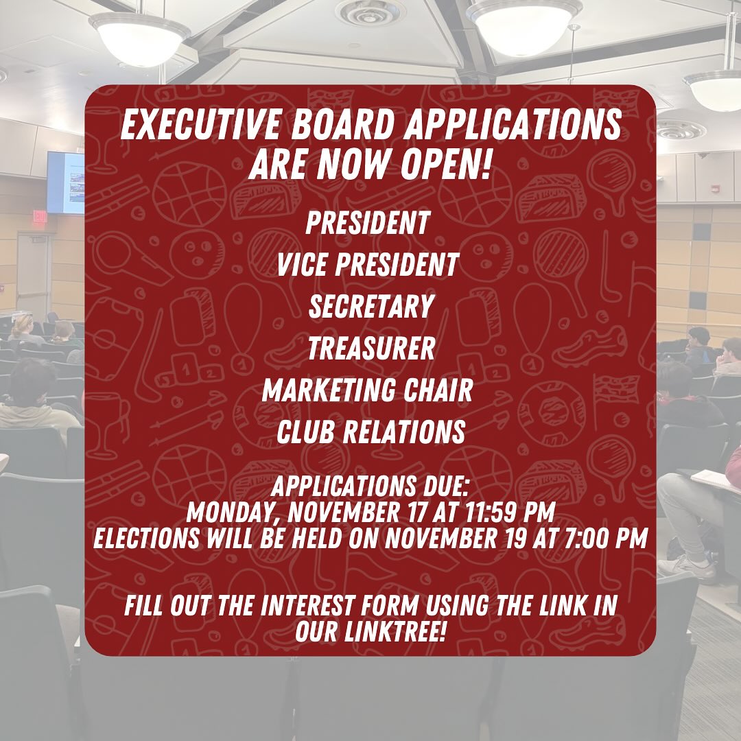 Executive Board Applications are now open! Reach out to any current E-Board members with any questions!