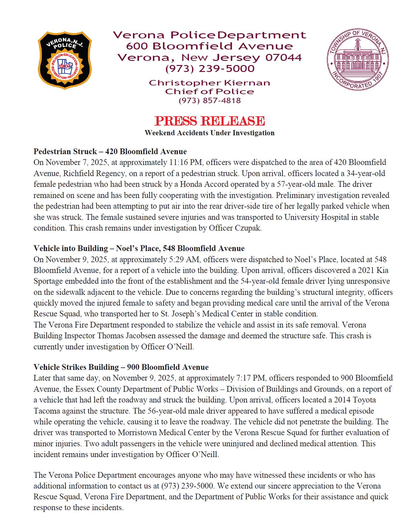 PRESS RELEASE❗️
Weekend Motor Vehicle Accidents under Investigation