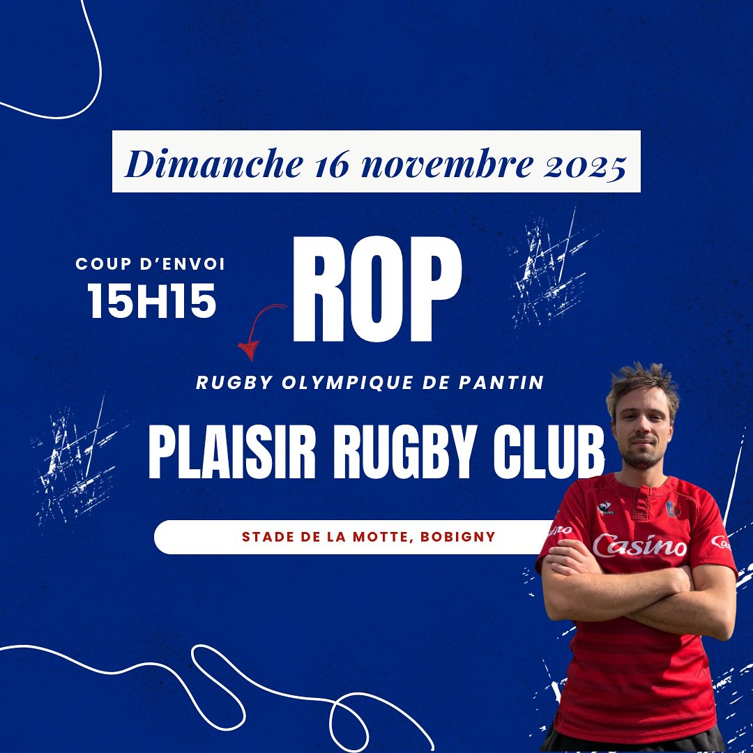 🚨 Match à domicile 🚨
Ce week-end, Le ROP jouent à domicile 💙❤️
👉 L’école de rugby lors d’un plateau au stade de la motte.
👉 Face au Plaisir Rugby Club au Stade de la Motte à 15h15 !
On compte sur vous pour venir nombreux 🥁📢
#rugbypourtous #touspourpantin