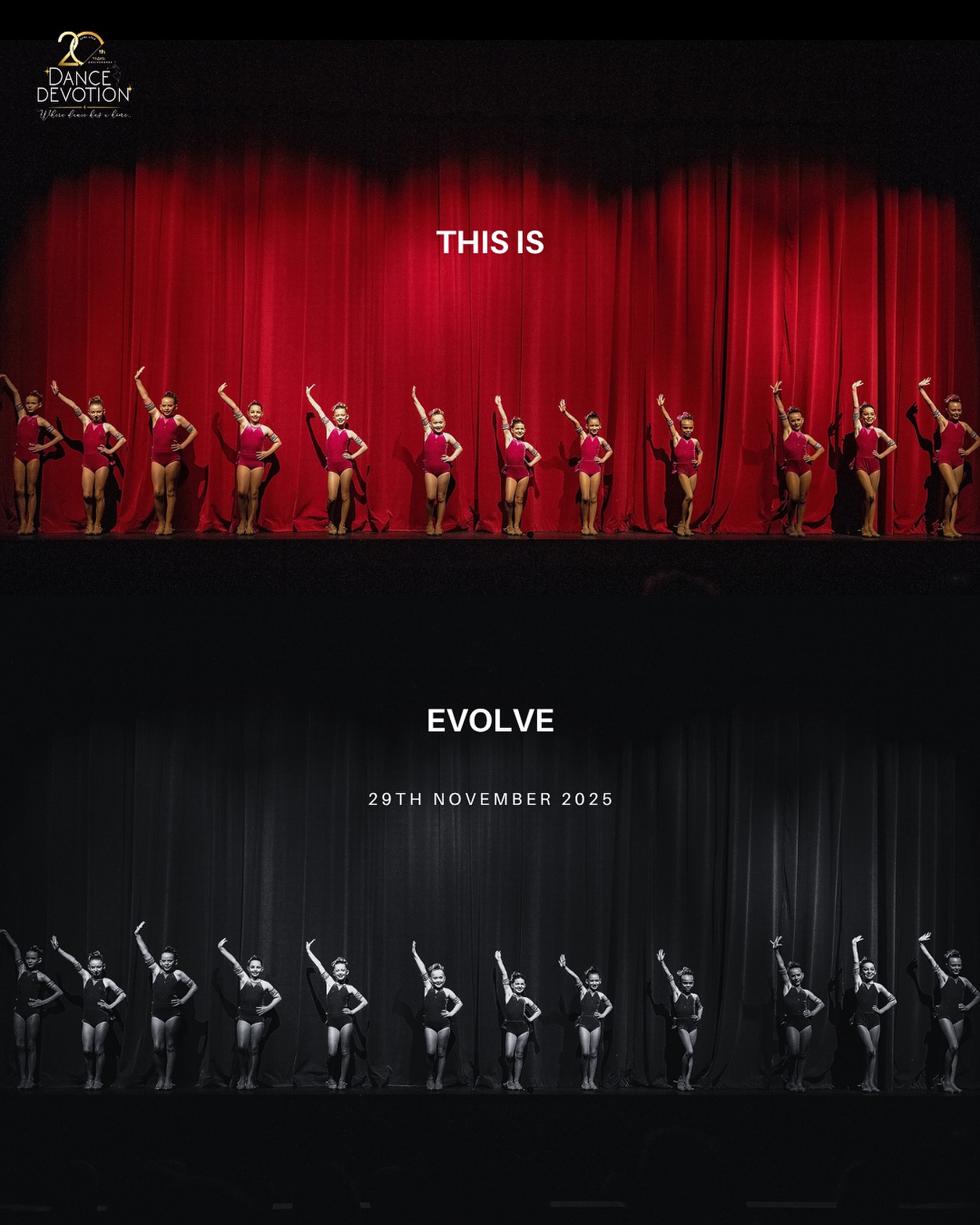 This is EVOLVE
20 years of movement, memories and magic. All leading to one night under the lights.