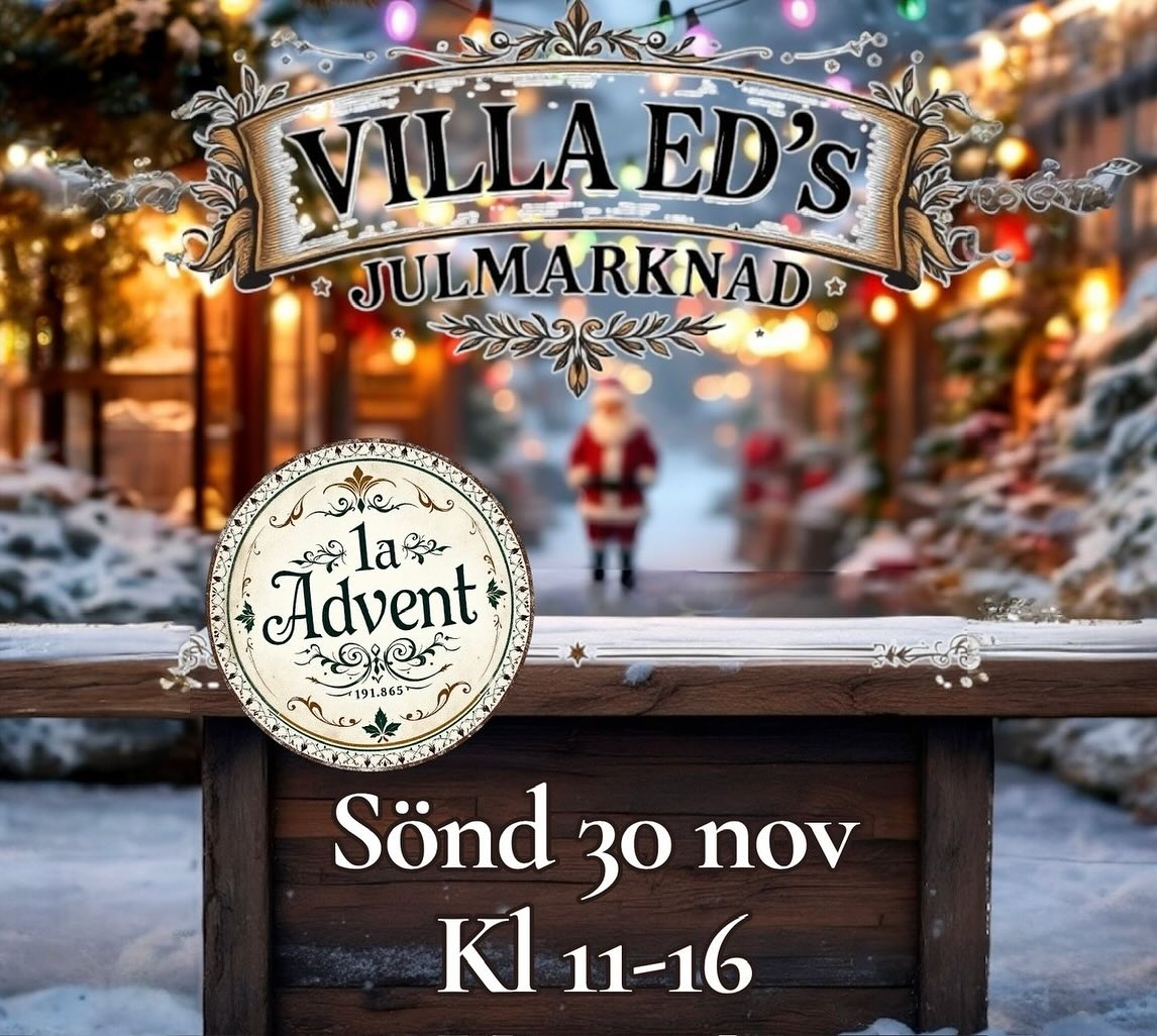 Julmarknad på Villa Ed 🎄
Söndag 30 november kl. 11–16 har vi på Villa Ed vår traditionsenliga julmarknad ☃️
I år växer marknaden, med mer än dubbelt så många utställare som tidigare. Här möter du hantverkare, kreatörer och småföretagare med fokus på egen tillverkning och unika produkter. Ett perfekt tillfälle att hitta personliga och lokalproducerade julklappar.
Som alltid finns tomten på plats, livemusik som sprider extra glädje i vinterkylan, och caféet håller öppet med hembakat, varm dryck och juliga smaker – precis som vi vill ha det på första advent.
Butikerna på Villa Ed har dessutom fina julerbjudanden hela dagen, och kl. 13.00 bjuder Villa Ed’s Julkör på stämningsfull sång.
Ta med familj och vänner och njut av en mysig dag i julens tecken på Villa Ed.
När: Söndag 30 november, kl. 11–16
Var: Villa Ed, Edsbyvägen 1, Upplands Väsby