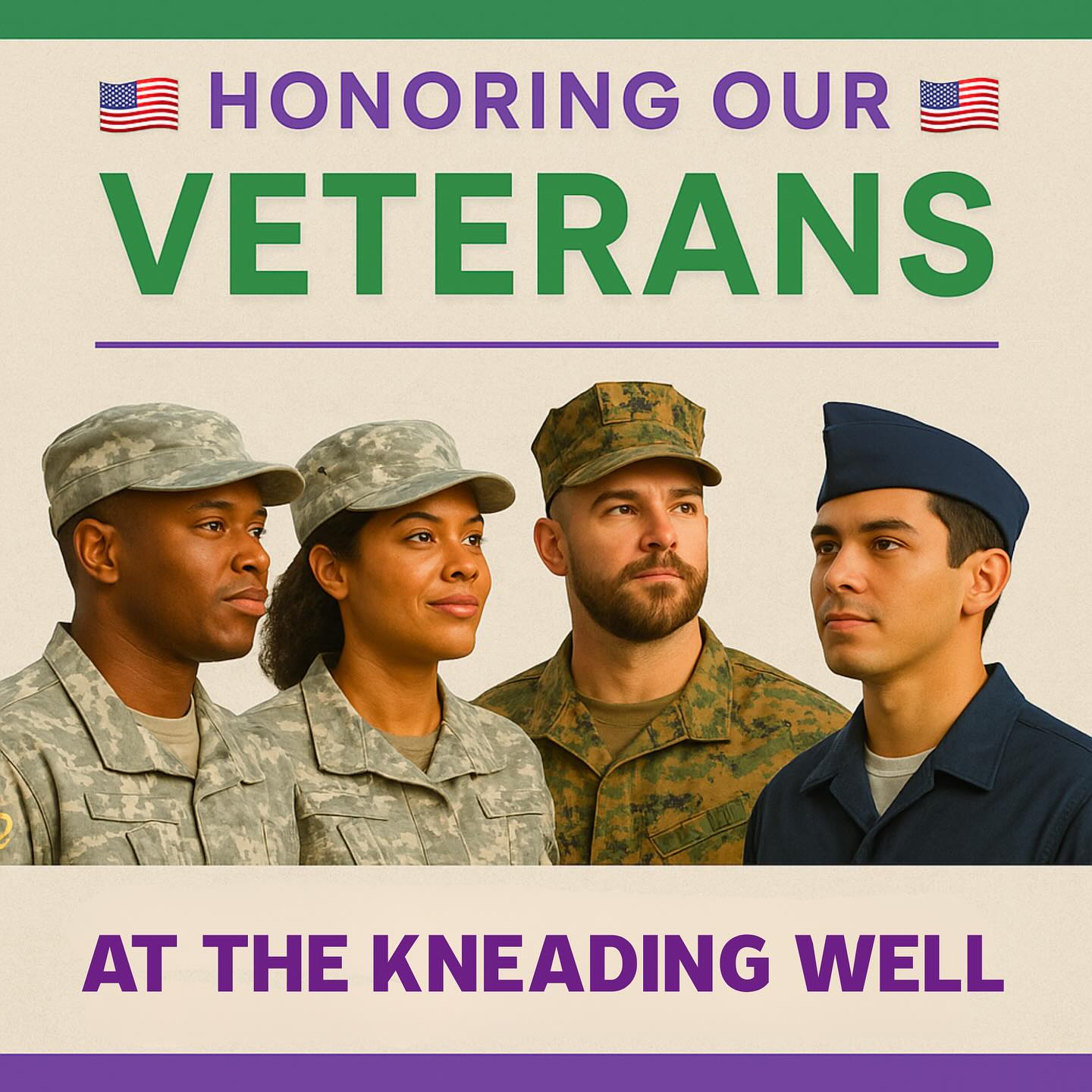 đșđž Honoring Our Veterans â Today and Every Day đșđž
At The Kneading Well, itâs an honor to serve those who have served. Through the VA Community Care Network and to every Veteran who walks through our doors, weâre privileged to provide therapeutic massage to Veterans who have dedicated their lives to protecting ours.
Your courage inspires the care we give. Your resilience reminds us why healing and recovery matter. Every session is more than a massage â itâs a moment of restoration for the mind, body, and spirit.
đ From all of us at The Kneading Well â thank you for your service, your sacrifice, and your trust. Weâre proud to support your wellness journey.
#VeteransDay #VeteransWellness #VeteransMatter #TheKneadingWell #KyanniTheKneader #MassageTherapy #HealingForHeroes #RestRecoverRepeat #GratitudeInAction
