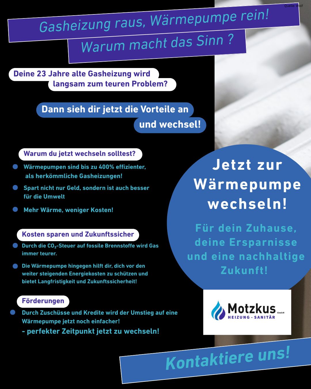 Zeit für einen Wechsel? ♻️
Mit einer Wärmepumpe sparst du Energiekosten, nutzt die aktuellen Fördergelder und kannst aktuell sogar bei unserem Jubiläums-Gewinnspiel mitmachen! 🎉
Zum 10-jährigen Bestehen verlosen wir was tolles, du hast jetzt die Chance, bei unserem Gewinnspiel 2.500 € Gutschrift auf deine Rechnung zu bekommen!
Wer sich bis zum 21.12.2025 für eine Wärmepumpe entscheidet, ist automatisch dabei. 💪🔥
Jetzt ist der perfekte Moment, umzusteigen! 🚀