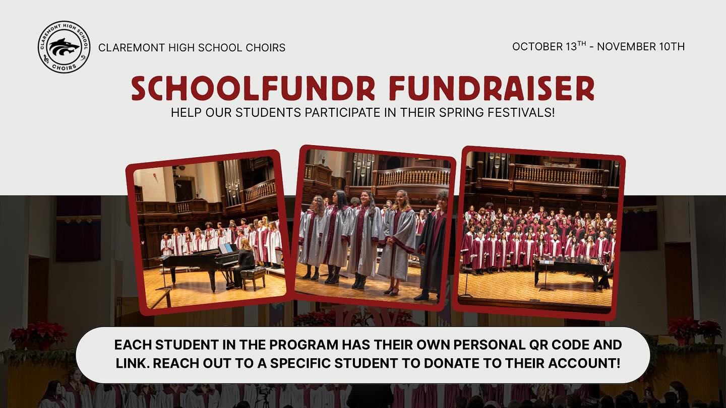 Our Schoolfundr fundraiser wraps up TODAY! Every contribution helps our choir students reach their festival goals this year. You can even support a specific student by donating directly through their individual link or reaching out to them to contribute! Let’s finish strong and keep the music going!