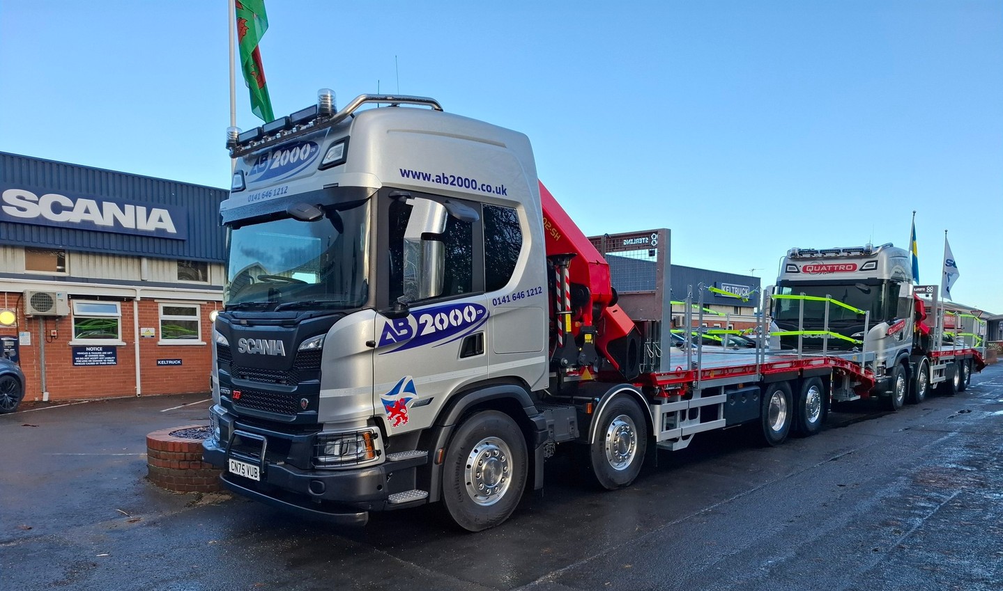 Two more stunning Scania's for Quattro Plant!
These two fantastic Scania 460G XT units define high spec. With full air suspension, all the bells and whistles a cab could need, and top spec Sterling Cheesewedge 'Rail' body.
Supplied by Keltruck Account Manager, Richard Woodland. These units have also been purchased with full R&M for 6 years!
#SuppliedByKeltruck #ScaniaXT