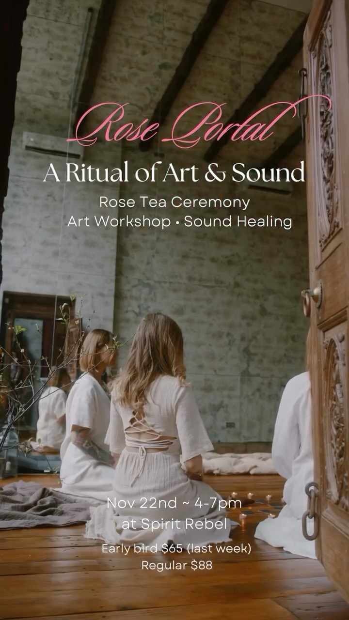 You’ve been craving stillness, a space to feel again. to breathe, to create and to come back to you.
This is what happens when art becomes medicine,
when sound becomes prayer, and the rose reminds you of your softness and strength.
Welcome to ROSE PORTAL 🌹
A ritual of art, sound & presence.
You are the canvas. The rose is your guide.
Join us Nov 22nd ~ 4-7pm
Where: @spiritrebelco Northwoods, Truckee, CA
Suggested attire: your most inspired muse self 💅 red or rose color
Fee: $65 early bird (last day 16th of Nov)
All materials included. No experience needed.