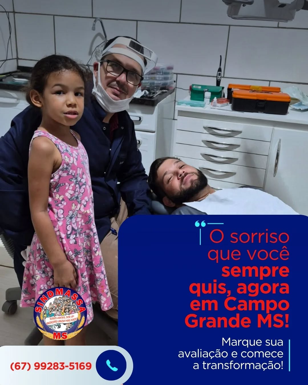 🦷✨ O sorriso que você sempre quis, agora em Campo Grande!
Atenção, trabalhador e trabalhadora da categoria!
O SINDMASSA MS traz uma novidade incrível: novo atendimento odontológico na nossa sede!
Cuidar da sua saúde bucal ficou mais fácil.
Este é mais um benefício que o seu sindicato conquista para você e sua família.
🗓️ Início: 26 de novembro
👩⚕️ Profissional: Dra. Vitória
📍 Local: Sede do Sindmassa em Campo Grande/MS
Não perca tempo!
Garanta seu horário, cuide do seu sorriso e da sua saúde.
➡️ Marque sua avaliação e comece a transformação!
📞 (67) 99283-5169
@Sindmassams – Sempre ao lado do trabalhador!
#hashtags
#SindmassaMS #Odontologia #Dentista #SaúdeDoTrabalhador #CampoGrandeMS #Benefícios #SaúdeBucal #NovoBenefício #Trabalhadores #SindicatoForte #SorrisoNovo