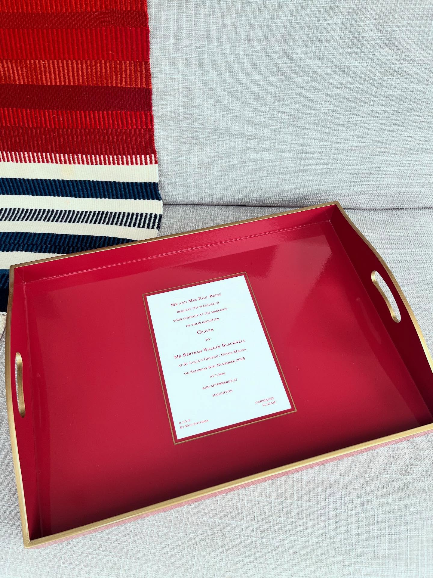 Rectory Red ♥️. #farrowandball
.
.
.
#smallbusiness
#weddingtray
#weddingsuppliers
#weddinginspiration #weddinginvite
#weddinginvitation
#madeintheuk
#madeinengland
#weddingguest #interiors #interiorstyling #interiorinspo #tray #personalised #personalized #weddinglove #love #weddingideas #weddingdecor
#citywedding#countrywedding
#letterpressinvitations#coolbride
#londonwedding