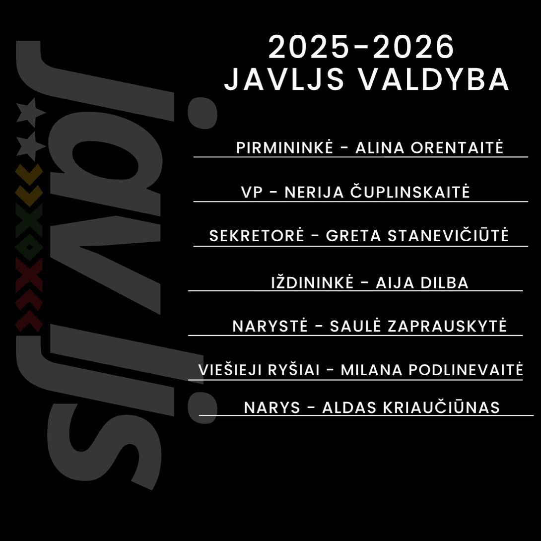 Pristatome naują JAVLJS valdybą! 🎉🥳
Meet our new executive board! 🎉🥳