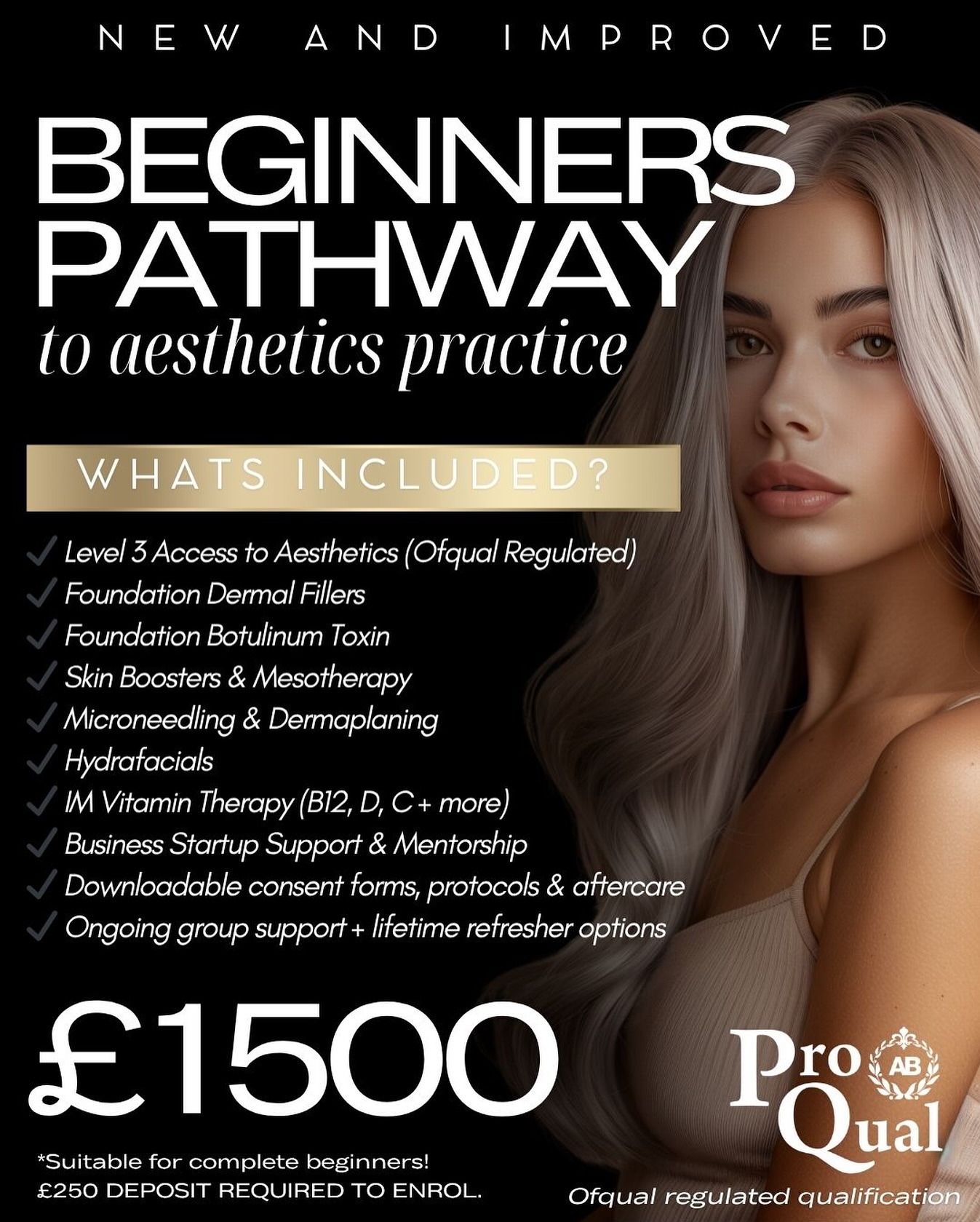 READY TO START YOUR AESTHETICS CAREER? ✨💉
If you’re brand new to aesthetics and don’t know where to begin — this is the most powerful first step you can take 💪🏼
Our Beginners Pathway is a 3-day intensive that covers all the essentials you need to get started with confidence — including an Ofqual-regulated Level 3 Access to Aesthetics qualification 📚✅
✔️ Regulated Level 3 (included)
✔️ Foundation Fillers + Toxin
✔️ Skin Boosters, Mesotherapy, Hydrafacials
✔️ Microneedling, Dermaplaning, IM vitamins + more
✔️ Consent forms, protocols, business mentorship + lifetime refreshers
⚠️ The Level 3 isn’t just a bonus — it’s your insurance against future regulation changes. While CPD courses are still insurable for now, government-regulated qualifications are the way the industry is moving. Be one step ahead.
💷 £1500 total — just £250 to enrol
📍 Derby-based training
📩 DM “BEGIN” to chat or secure your spot
💫 You don’t need experience. You just need this opportunity. And you’ve just found it.