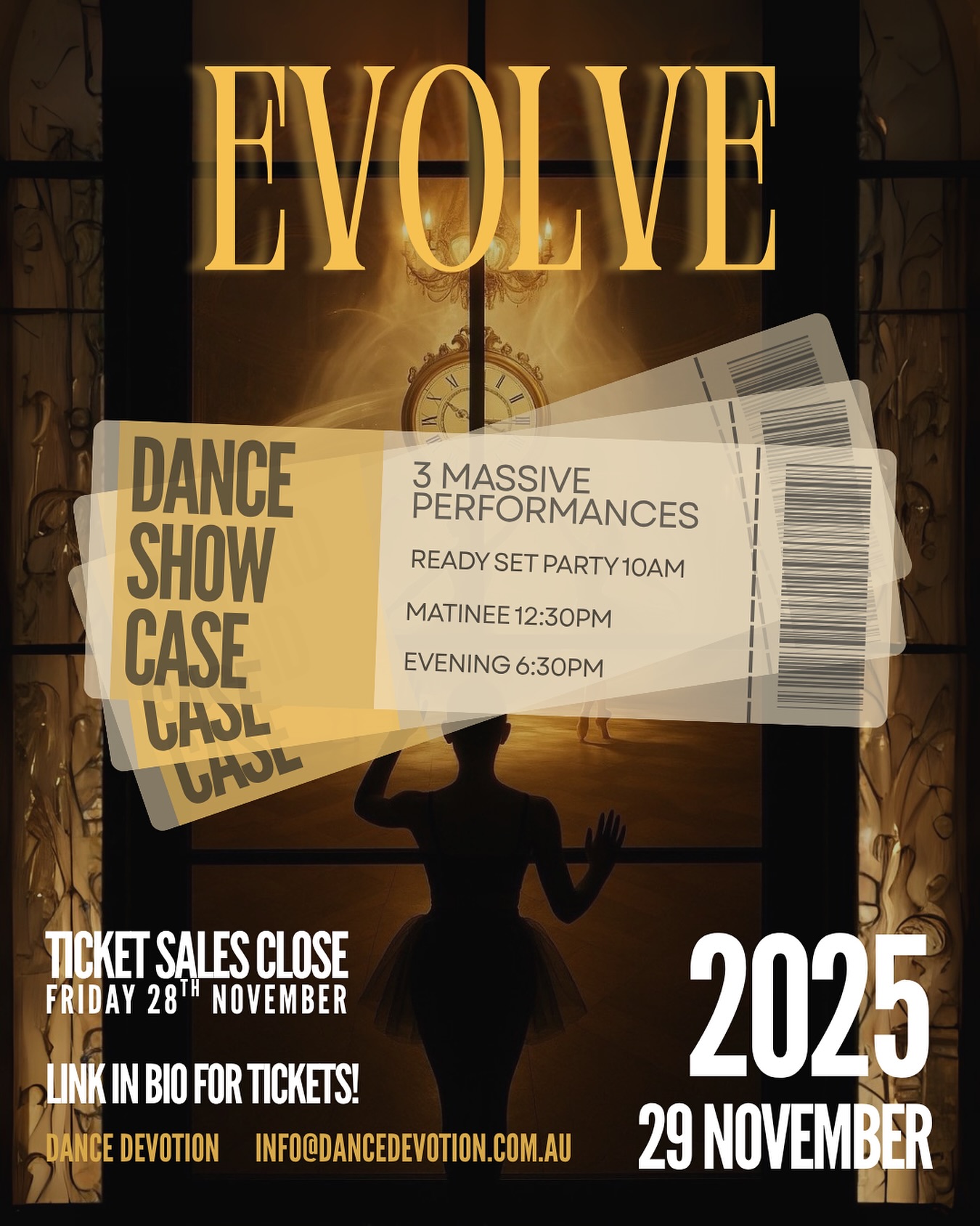 Join us for EVOLVE 2025, our 20th Anniversary Dance Showcase.
Three performances, one extraordinary celebration.
✨ Ready Set Party 10am
✨ Matinee 12:30pm
✨ Evening 6:30pm
Tickets available to purchase in our bio! 🎟️
Ticket sales close Friday 28 November