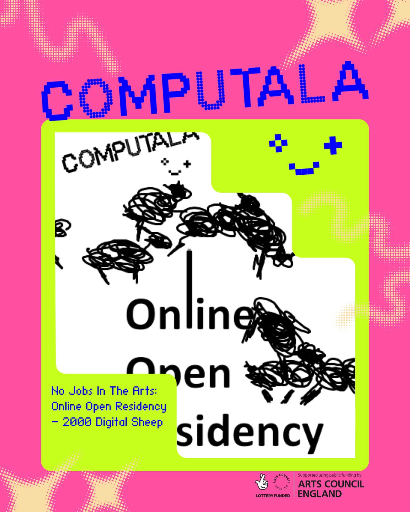2000 Digital Sheep: Online Open Residency with @nojobsinthearts for COMPUTALA 2026
January 13th-17th, on Google Docs and Zoom.
No Jobs in the Arts and New Media Art Club invite you to join 2000 Digital Sheep, a five day online residency using DIY digital tools to create, collaborate, experiment and explore the blurred lines between human and machine imagination.
For more information and to sign up for free see our linktree in our bio!
Supported by @acegrams National Lottery Project Grants <3