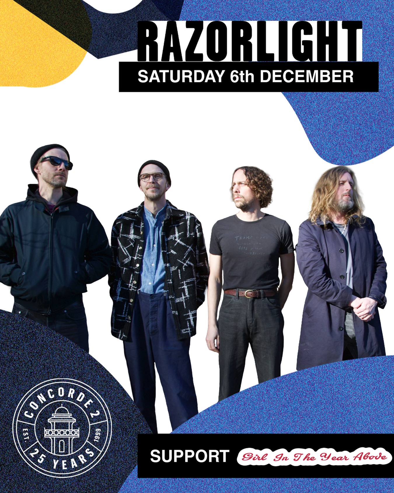 Brighton, it’s been too long.
We’re very excited to announce our own show at @concorde2 on 6th December as part of the venue’s 25th year celebrations.
Always good to have an excuse for an intimate December show.
Support comes from brilliant @girlintheyearabove.
It’s going to be a good one. Tickets on sale 13th November 10:00 BST
