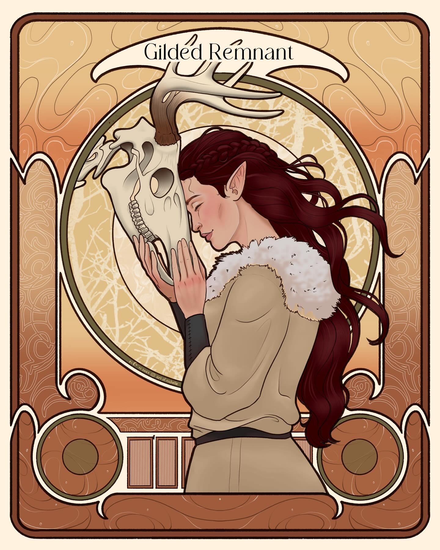 I thought I shared this one, but I guess I didn’t! Whoopsies 🙃 I started this one for Halloween, but then couldn’t decide if I liked the expression as happy to be reunited with an old friend, or melancholic so it was delayed… what expression do you prefer?
#Digitalart #canadianartist #femaleartist #procreate #ipad #applepencil #artistsoninstagram #artistsofinstagram #halloween #woman #fae #oldfriend #reunited #artnouveau #deer #skeleton #neveralone