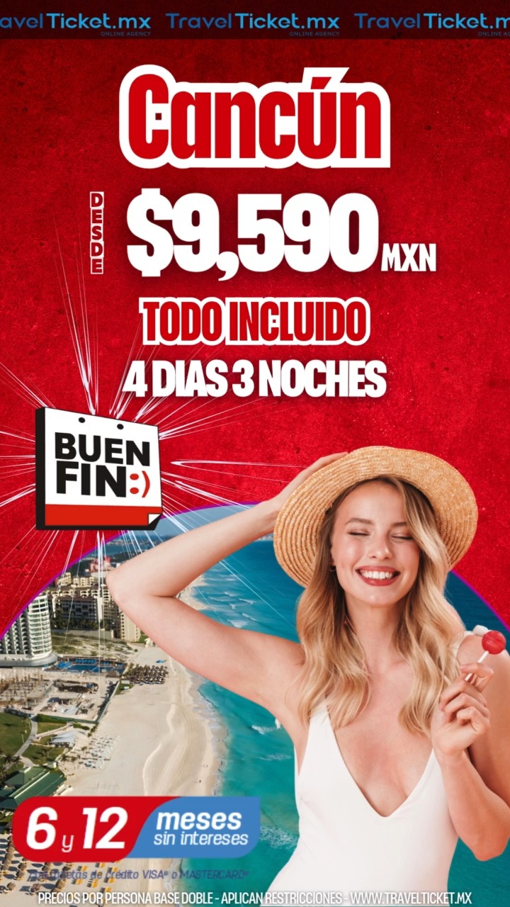 โยกAmigos viajeros! ๐จ El Buen Fin ya estรก aquรญ en Travel Ticket y llegรณ con descuentos increรญbles.โ
โNo te quedes fuera, las promociones son por tiempo limitado.
Escrรญbenos por WhatsApp o ven a cualquiera de nuestras sucursales.
ยกY aprovecha ya las ofertas del Buen Fin con Travel Ticket!โ