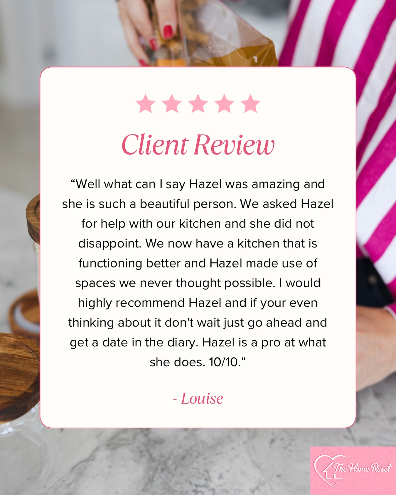 A fully functioning, optimised and organised kitchen, that’s the dream 😍🤣 Thank you to my fabulous client Louise got the lovely review 🌟
Bookings are open for early next year, pop me a message if you have any questions 💕
#thehomereset #reset #professionalorganiser #declutter #reset