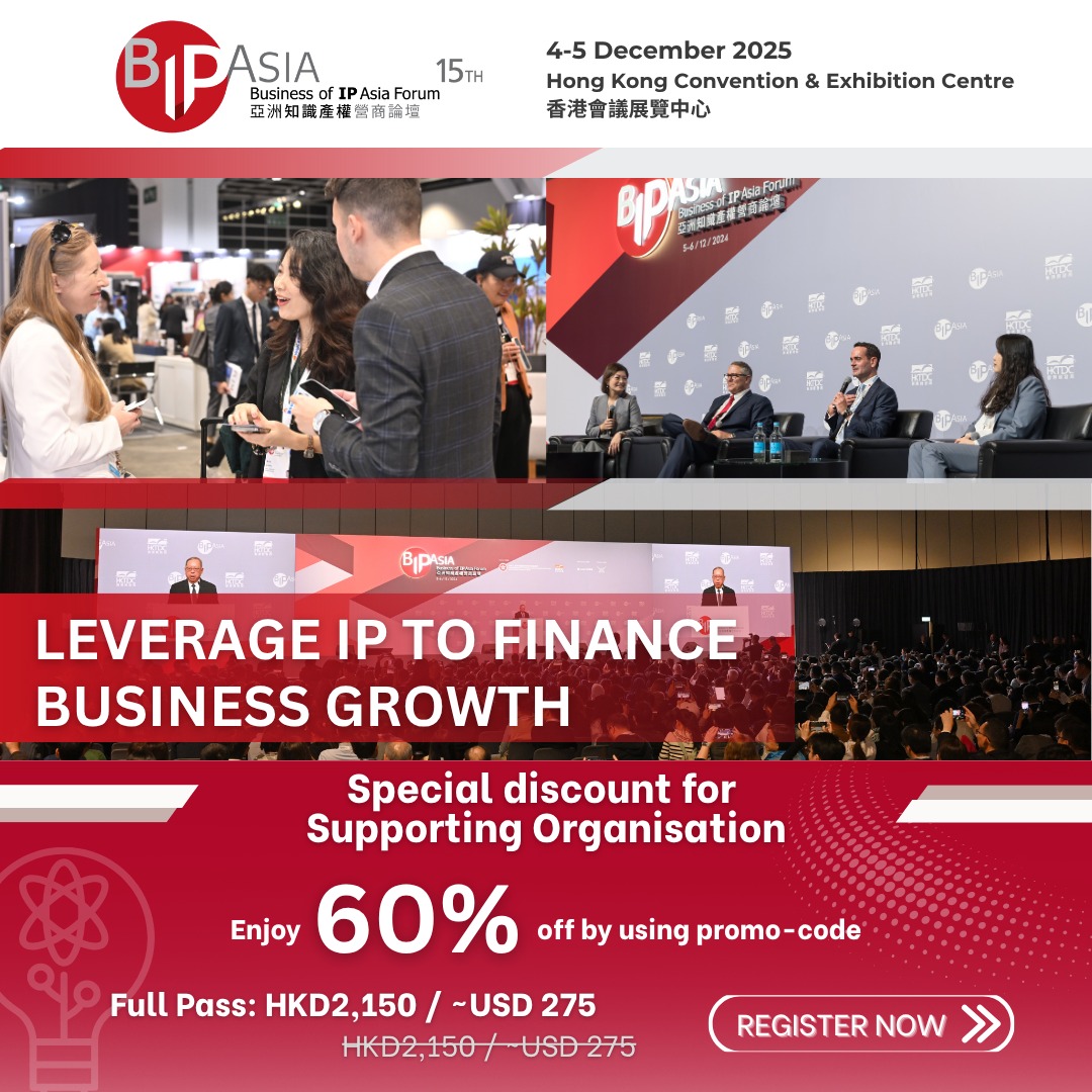 EurochamHK is pleased to be a Supporting Organisation for BIP Asia 2025!
IP is no longer just a legal matter—it's the engine of financial growth and innovation.
Join over 3,000 global leaders, investors, and policymakers at the Business of IP Asia Forum (BIP Asia) on 4-5 December in Hong Kong.
This year's theme, “Leverage IP to Finance Business Growth,” will unlock strategies for:
💸 IP Valuation and Financing
🤖 Investment in AI Innovations
♻️ Propelling Sustainability with IP
Don't miss the flagship event for Asia's IP ecosystem!
🔗 Link in Bio to Find Out more!
#BIPAsia #IP #Innovation #HongKong #EurochamHK #BusinessGrowth #IPFinance #TechSummit #HKTDC