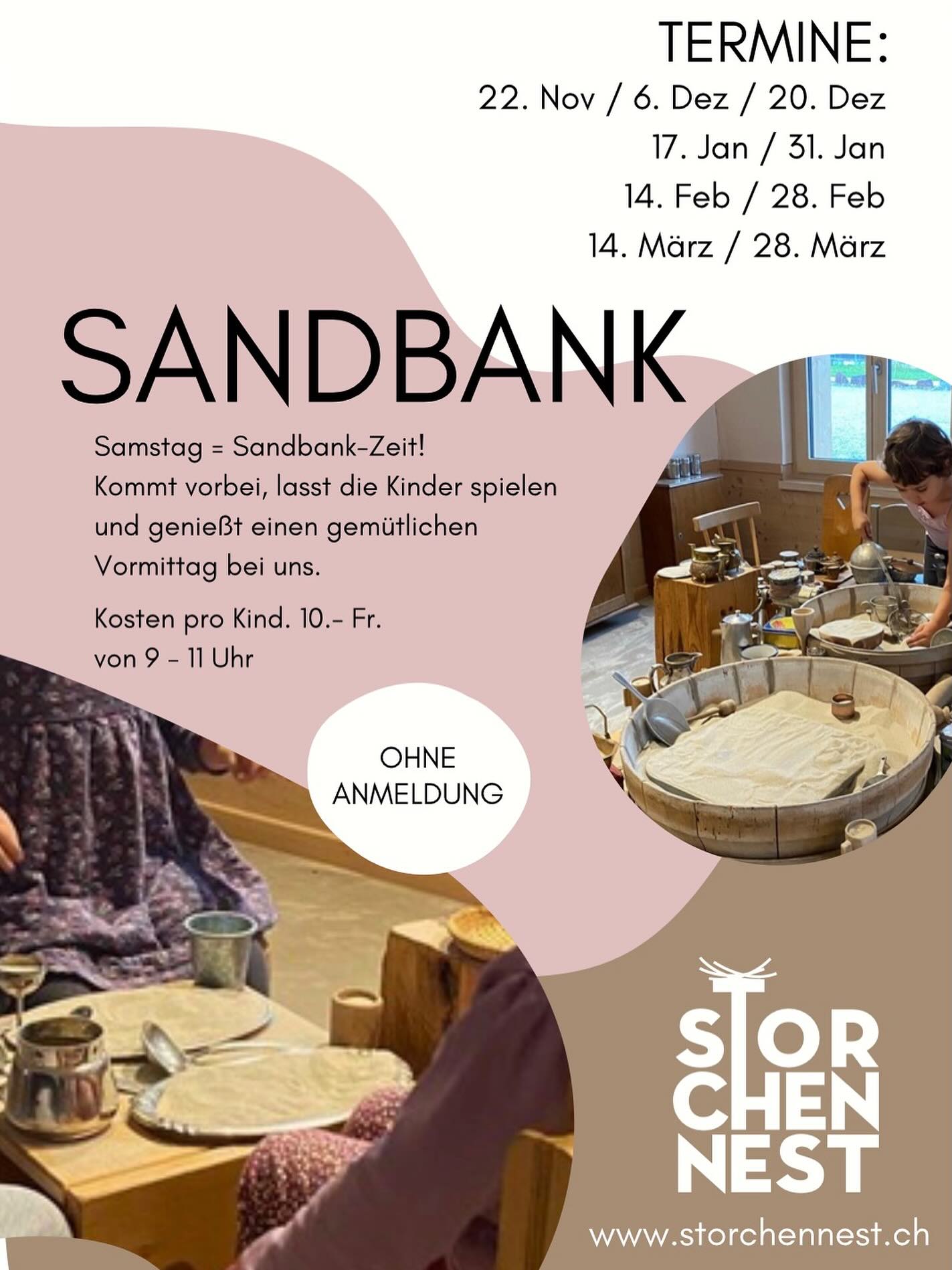 Die Sandbank ruft
Am 22. November starten wir wieder in unsere Sandbank-Samstage –
ein Ort zum Ankommen, Durchatmen und Spielen.
Wir freuen uns darauf, euch dort zu sehen!
#SandbankSamstag #zeitfürdiefamilie #Gemeinschaft